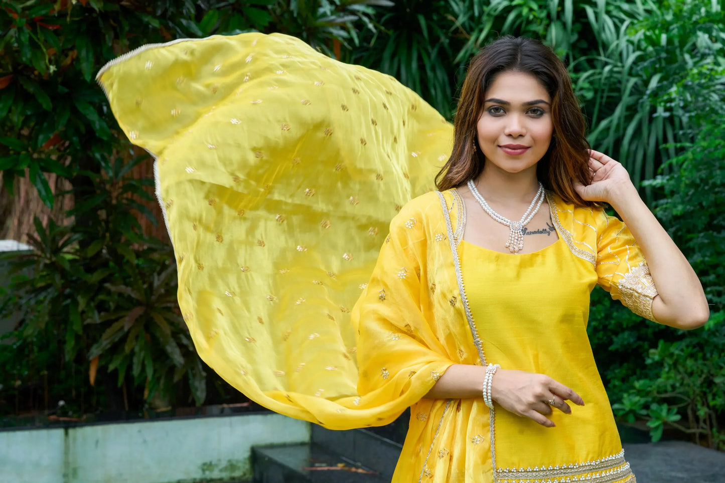 Buy Amber Yellow Gota Lehanga