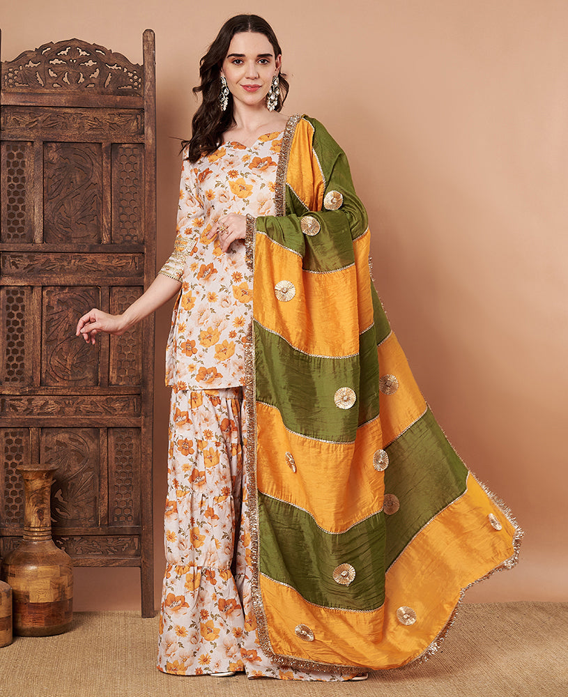 Ginger Mehandi Sharara Set