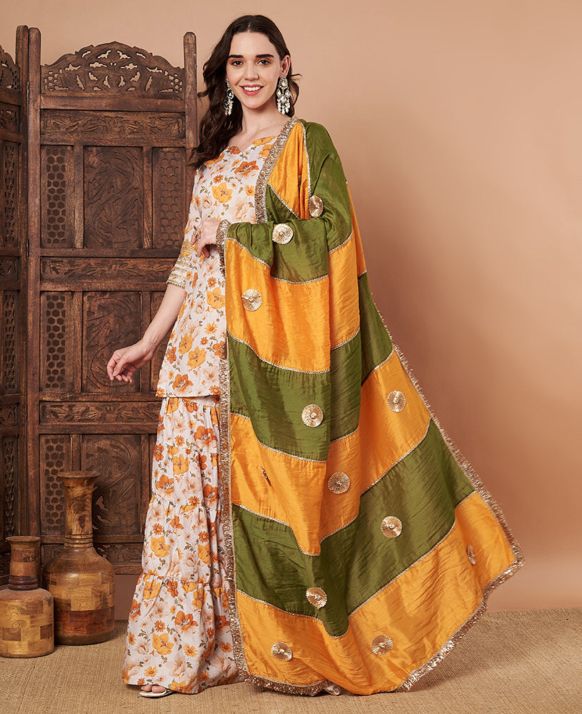 Ginger Mehandi Sharara Set