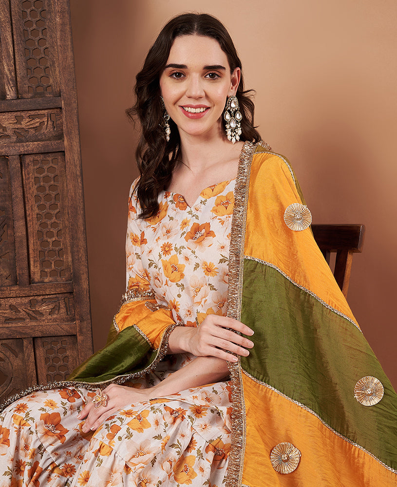 Ginger Mehandi Sharara Set