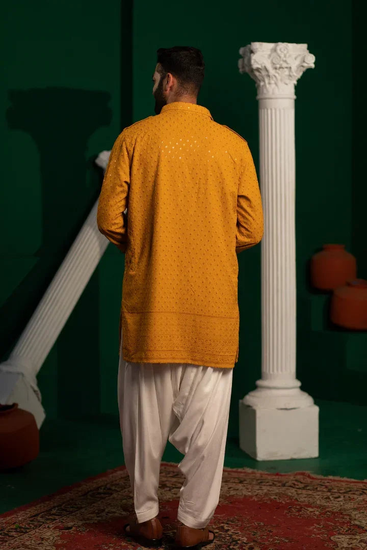 Buy Laalah Mustard Sequin Patiala Set