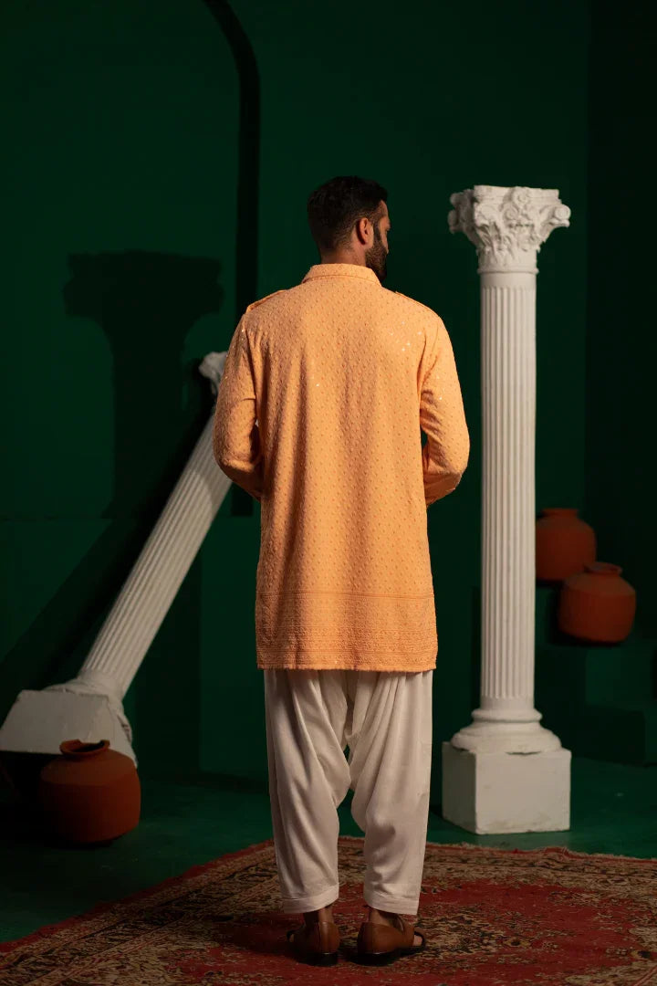 Buy Laalah Peach Sequin Patiala Set