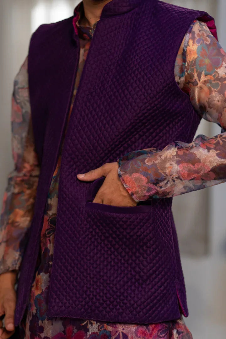 Buy Chinese Violet Organza Jacket Set