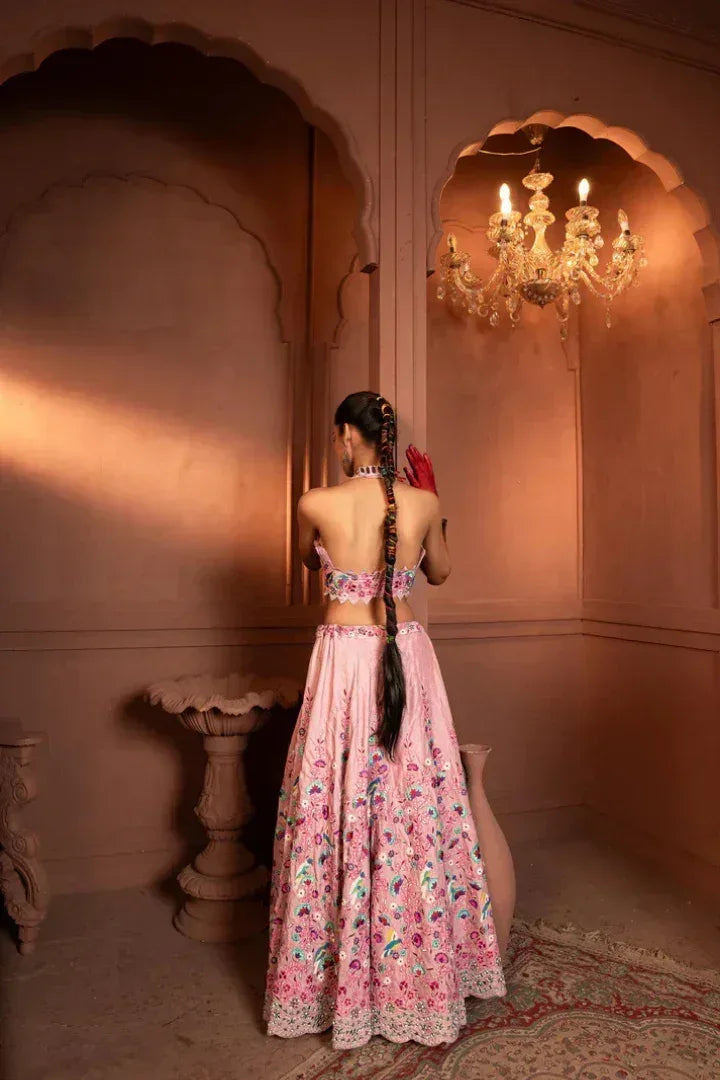 Buy Abigail Raw Silk Crop Top and Skirt Set