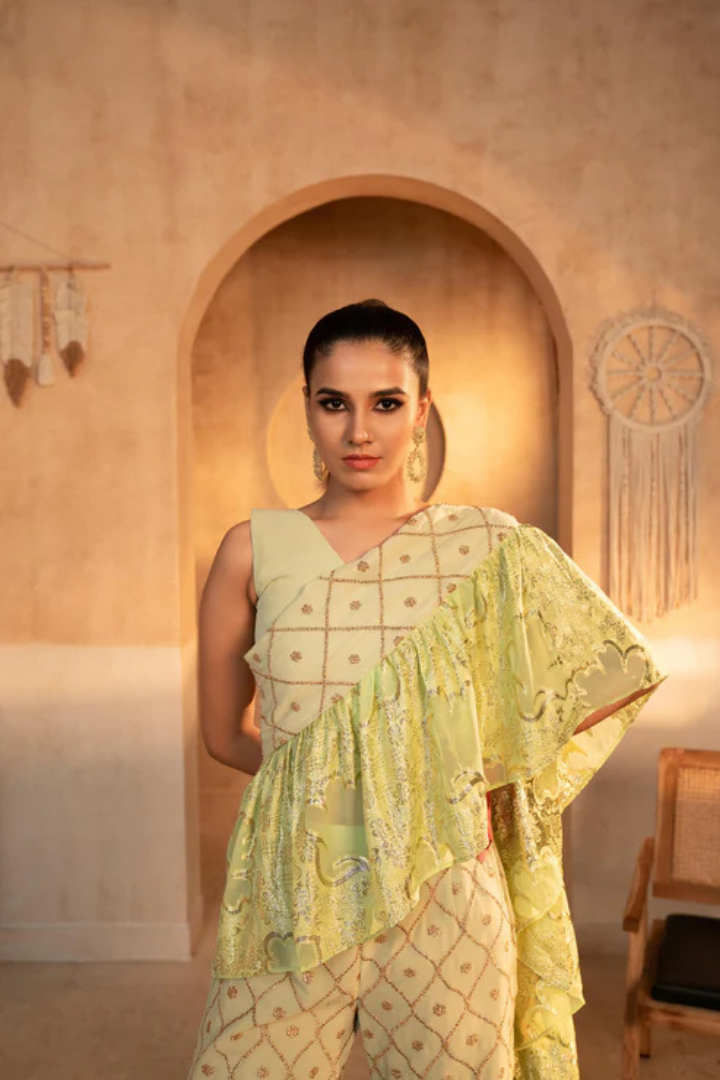 Tammanna Qaraar Georgette Saree Sharara
