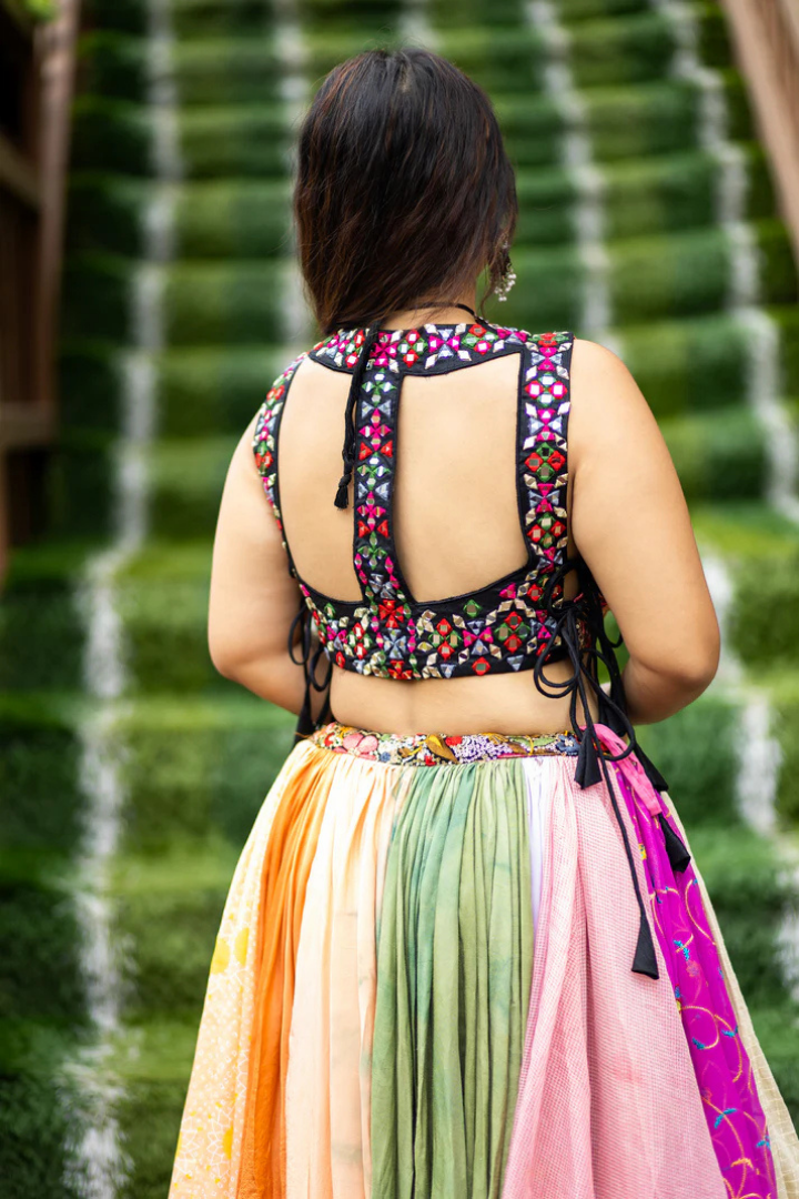 Handcrafted Floral Lehenga Choli Set with Organza Dupatta