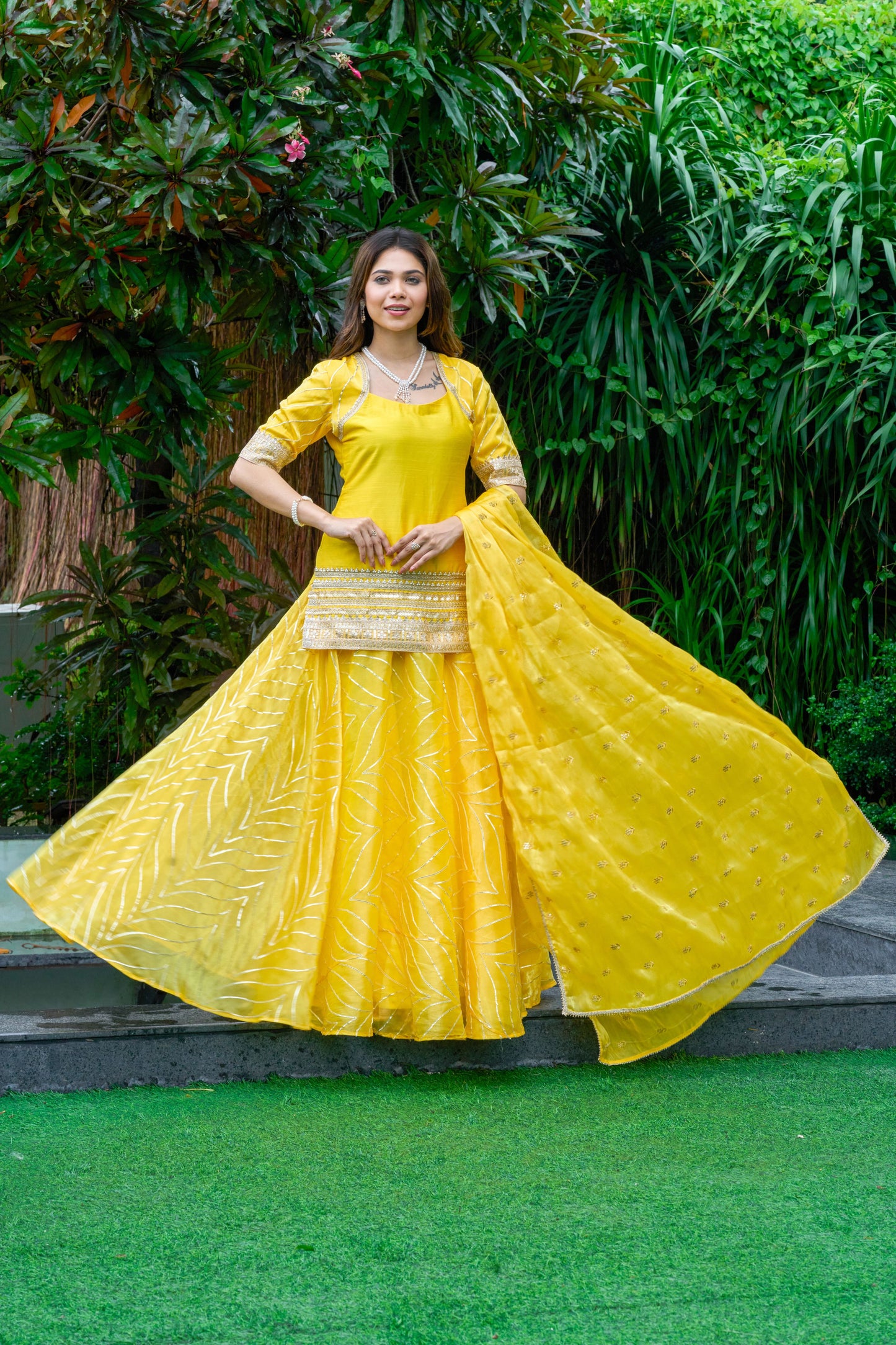 Amber Yellow Gota Lehanga