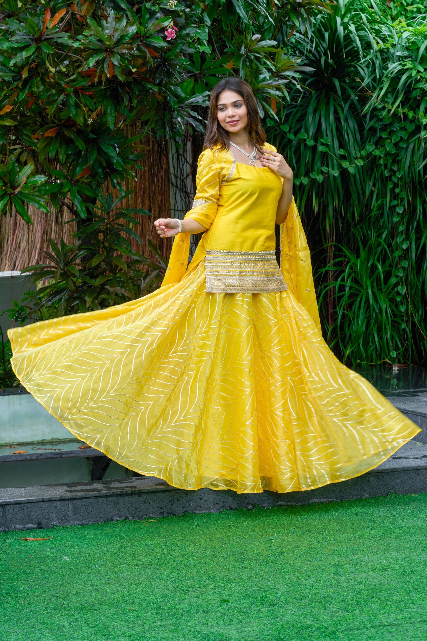 Amber Yellow Gota Lehanga