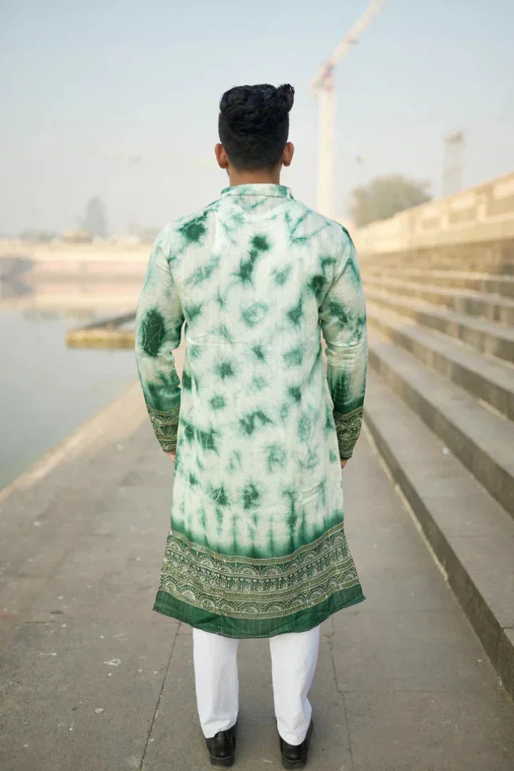 Buy Handicraft Green Tie-Dye Kurta