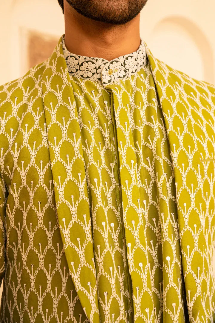 Buy Lush Jungle Green Shaded Indowestern