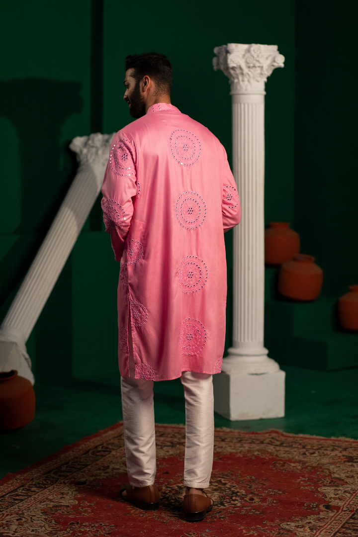 Pearl Pink Foil Mirror Kurta