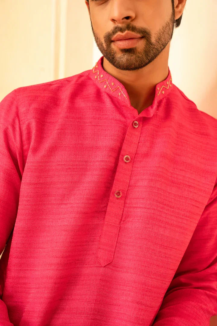 Buy Delightful Strawberry Pink Crystal Mirror Kurta Set