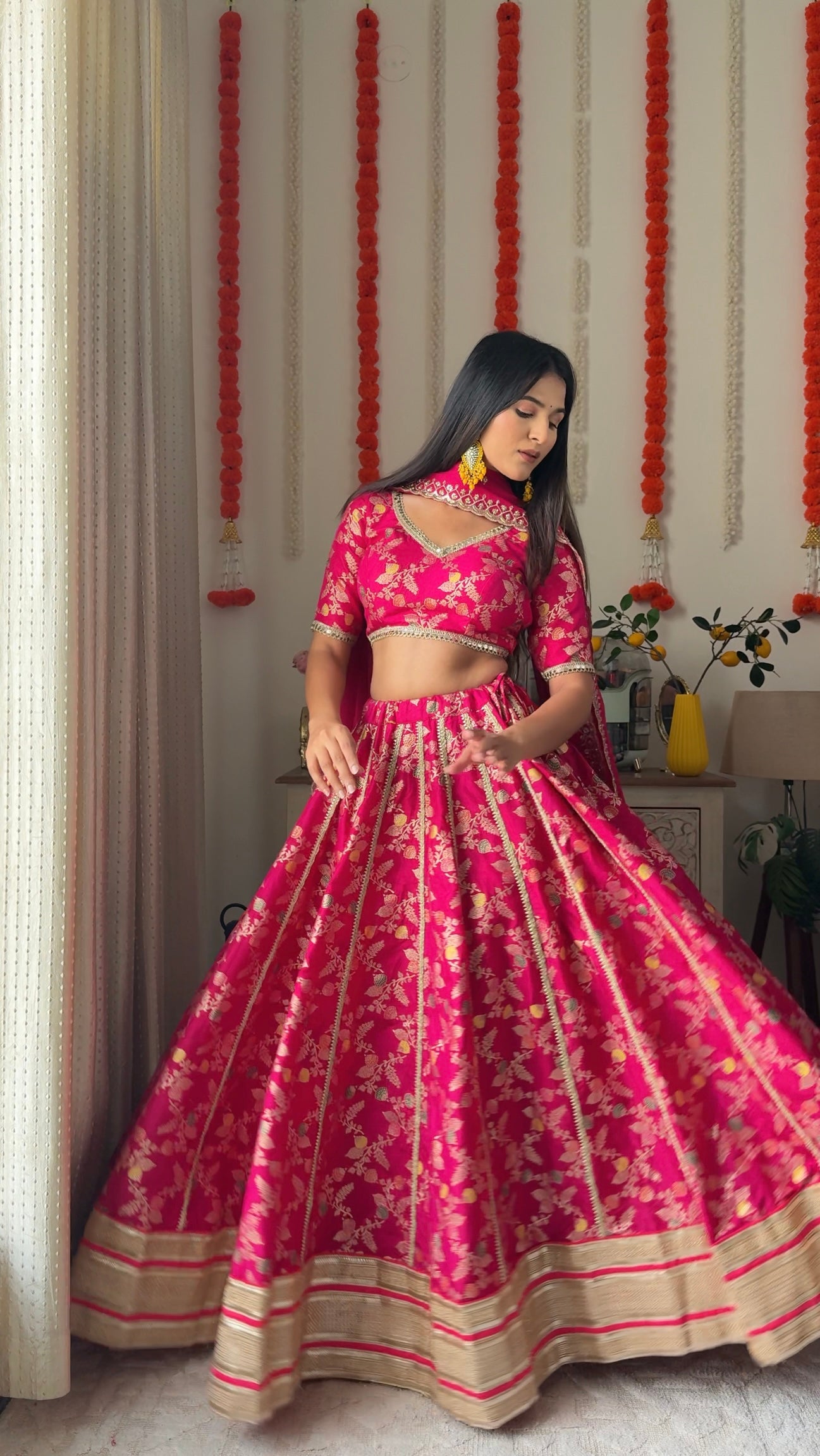 Baby Pink Blossom Lehanga Blouse Dupatta