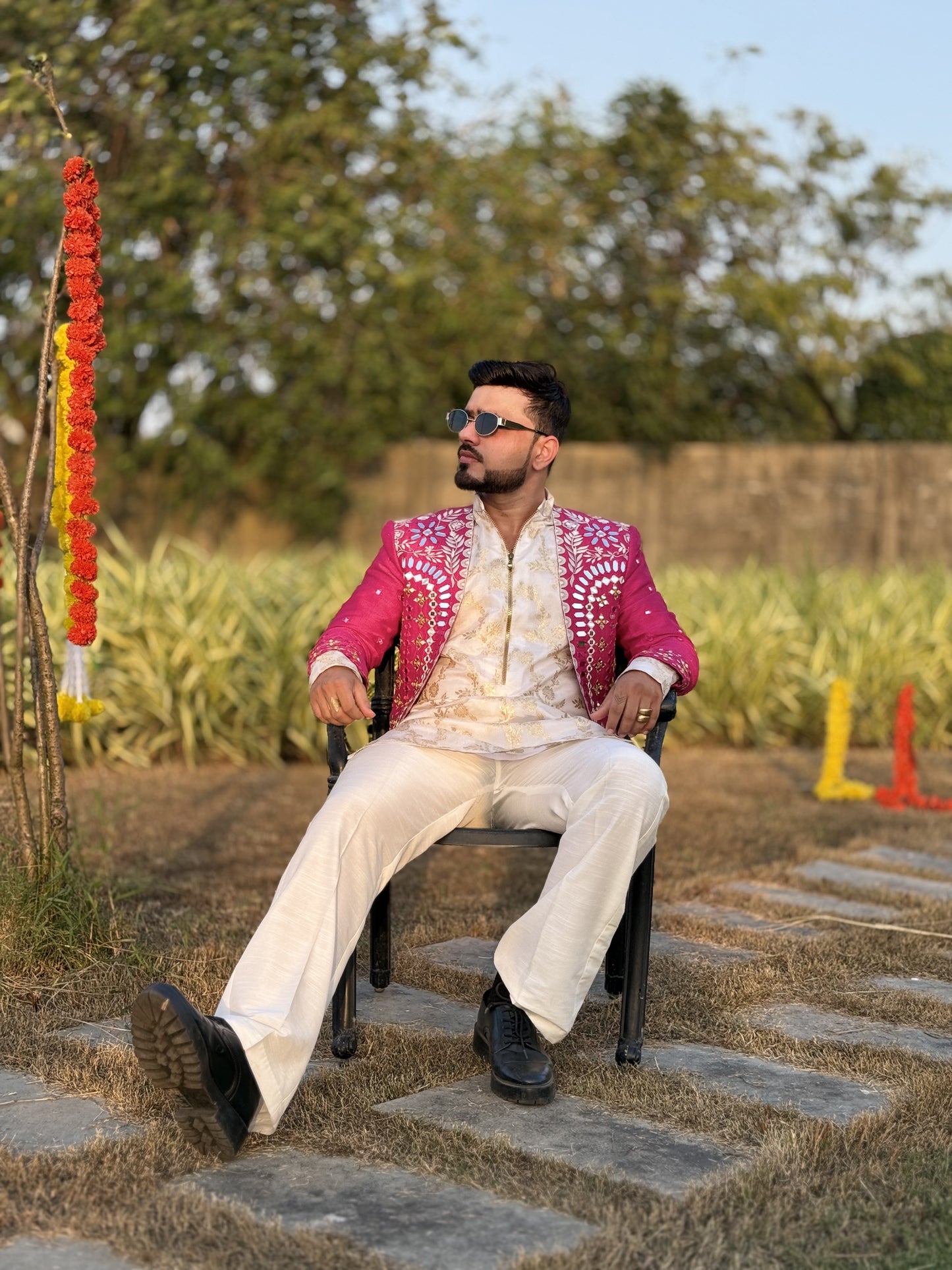 Blush Salmon Jacket with Kurta