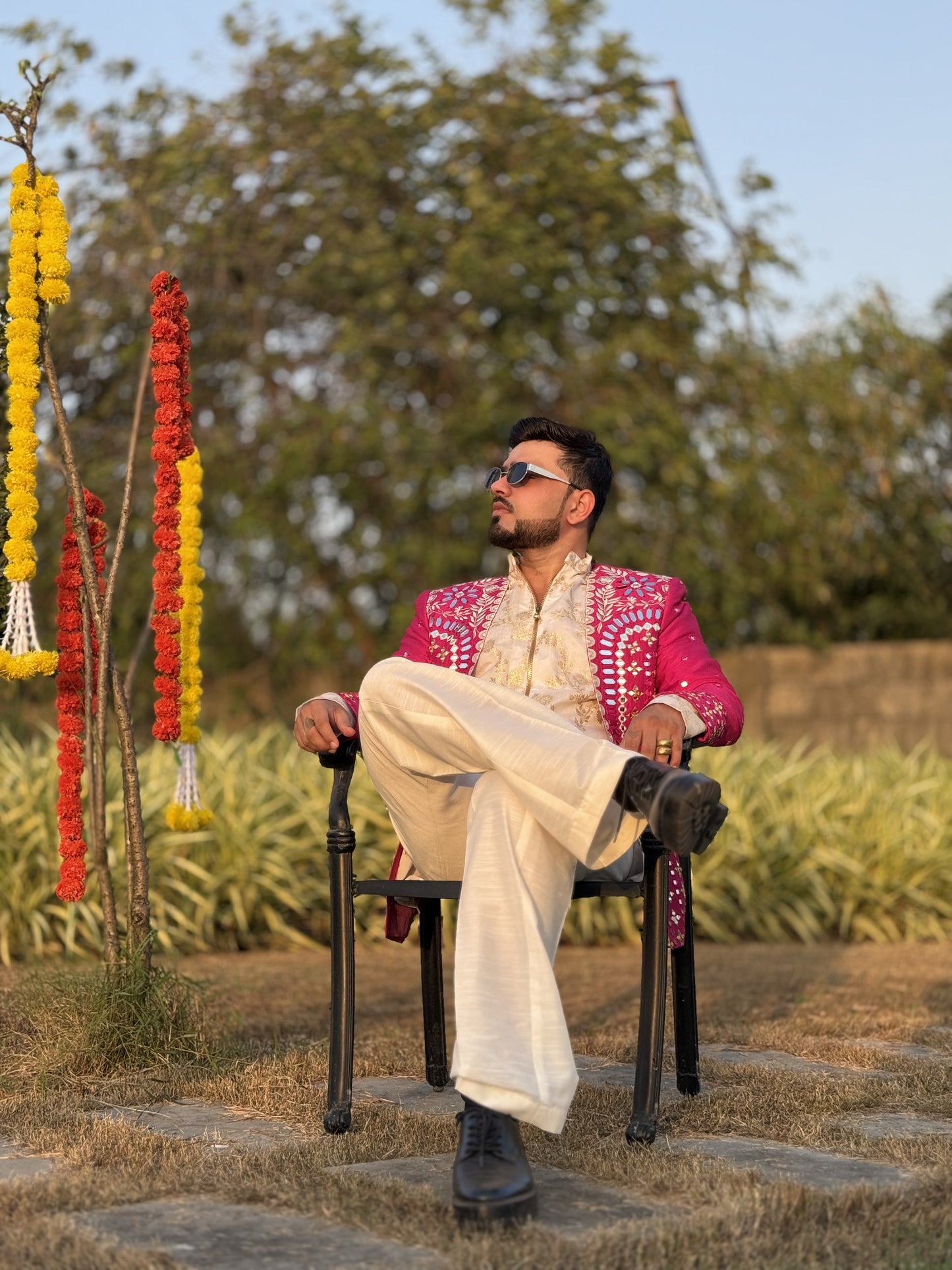 Blush Salmon Jacket with Kurta