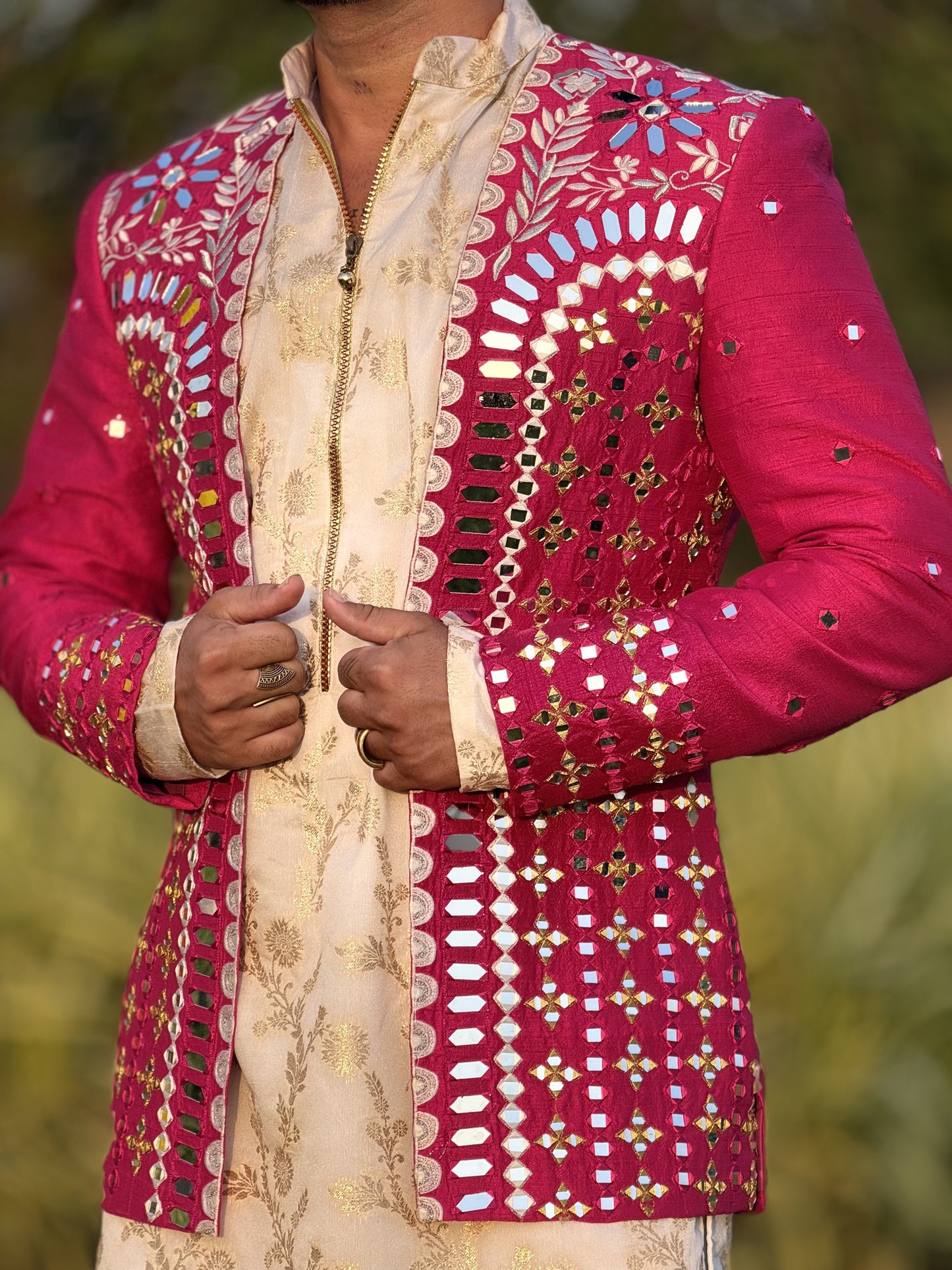 Blush Salmon Jacket with Kurta