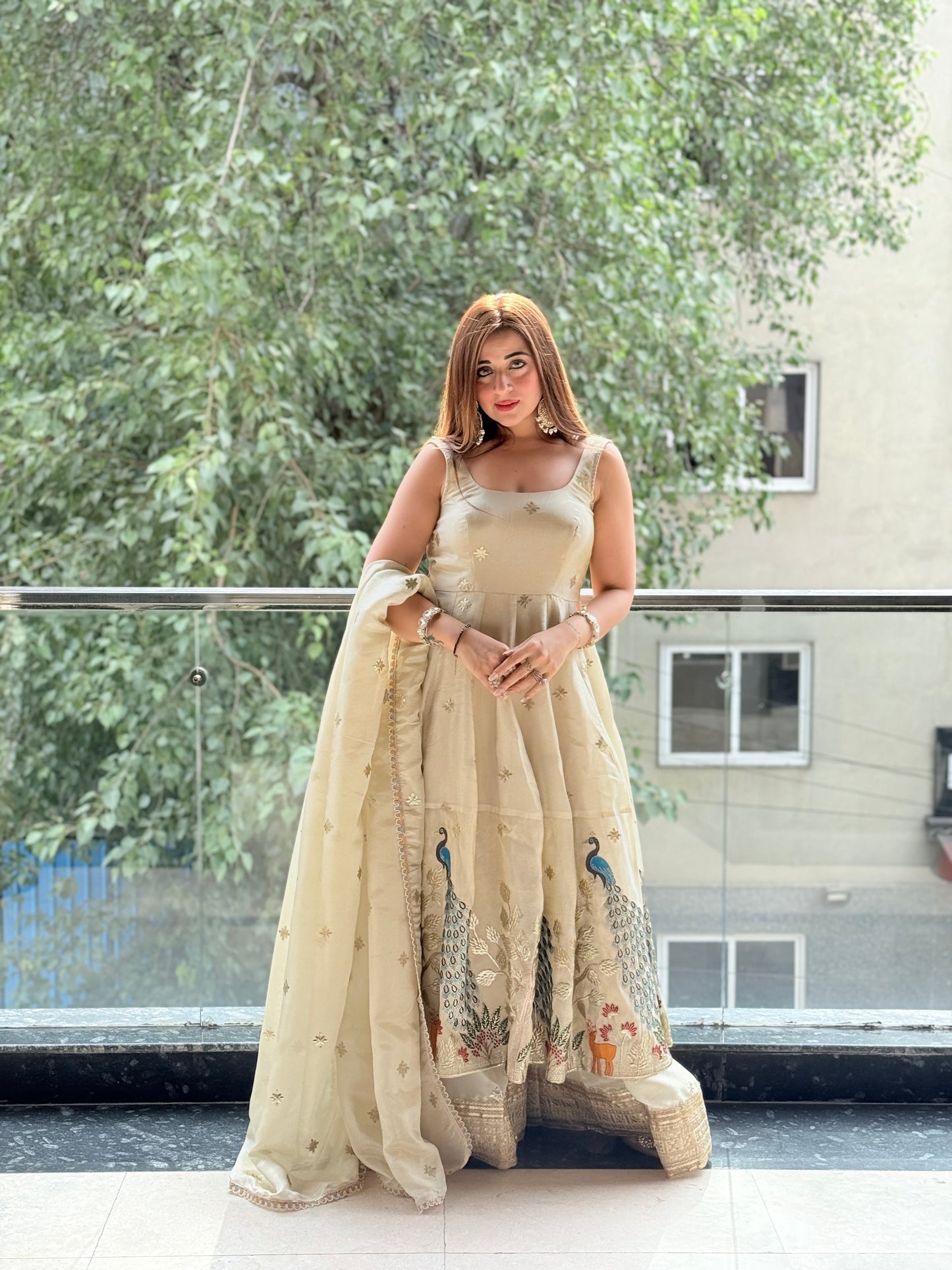 White Peacock Anarkali