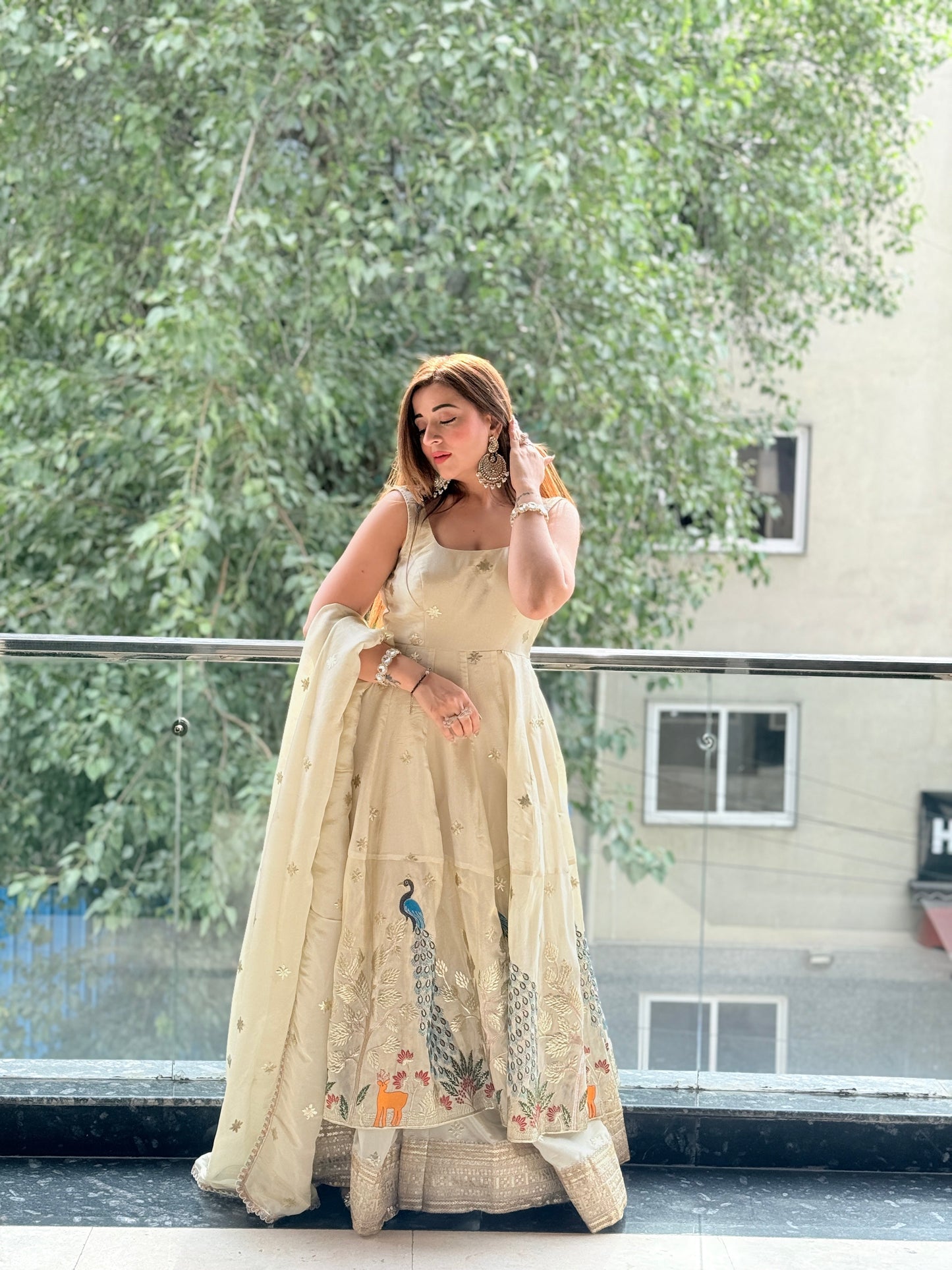 White Peacock Anarkali