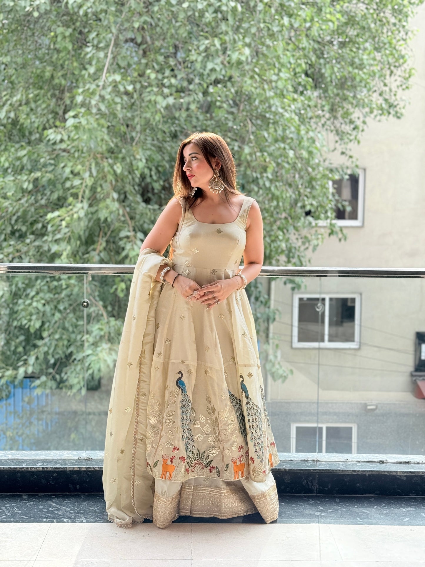 White Peacock Anarkali