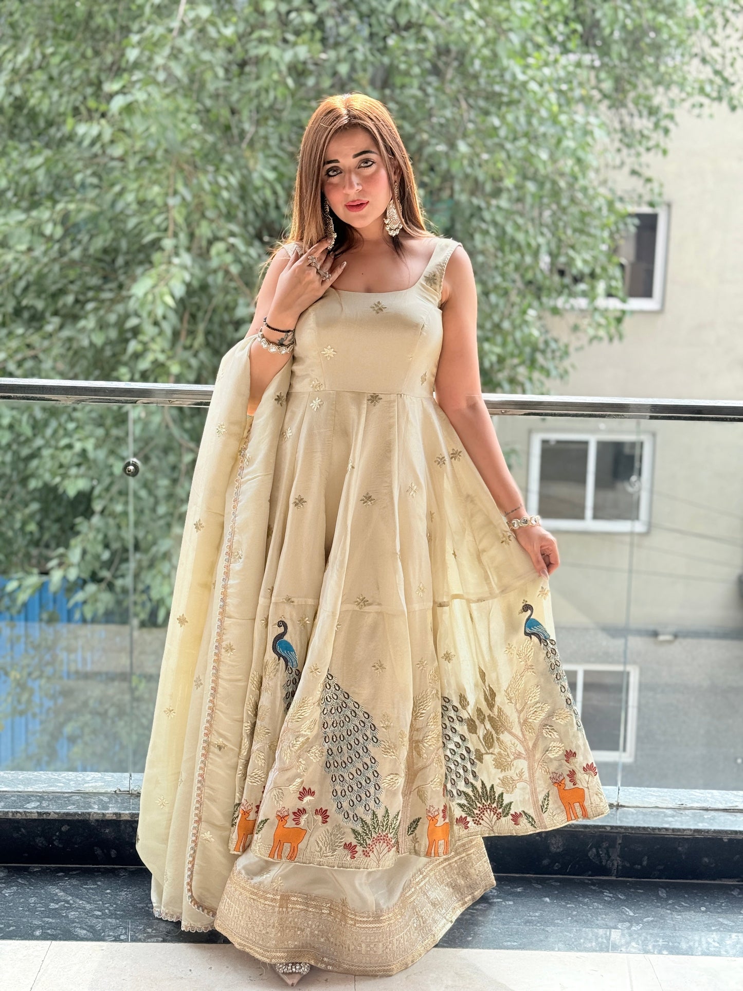 White Peacock Anarkali
