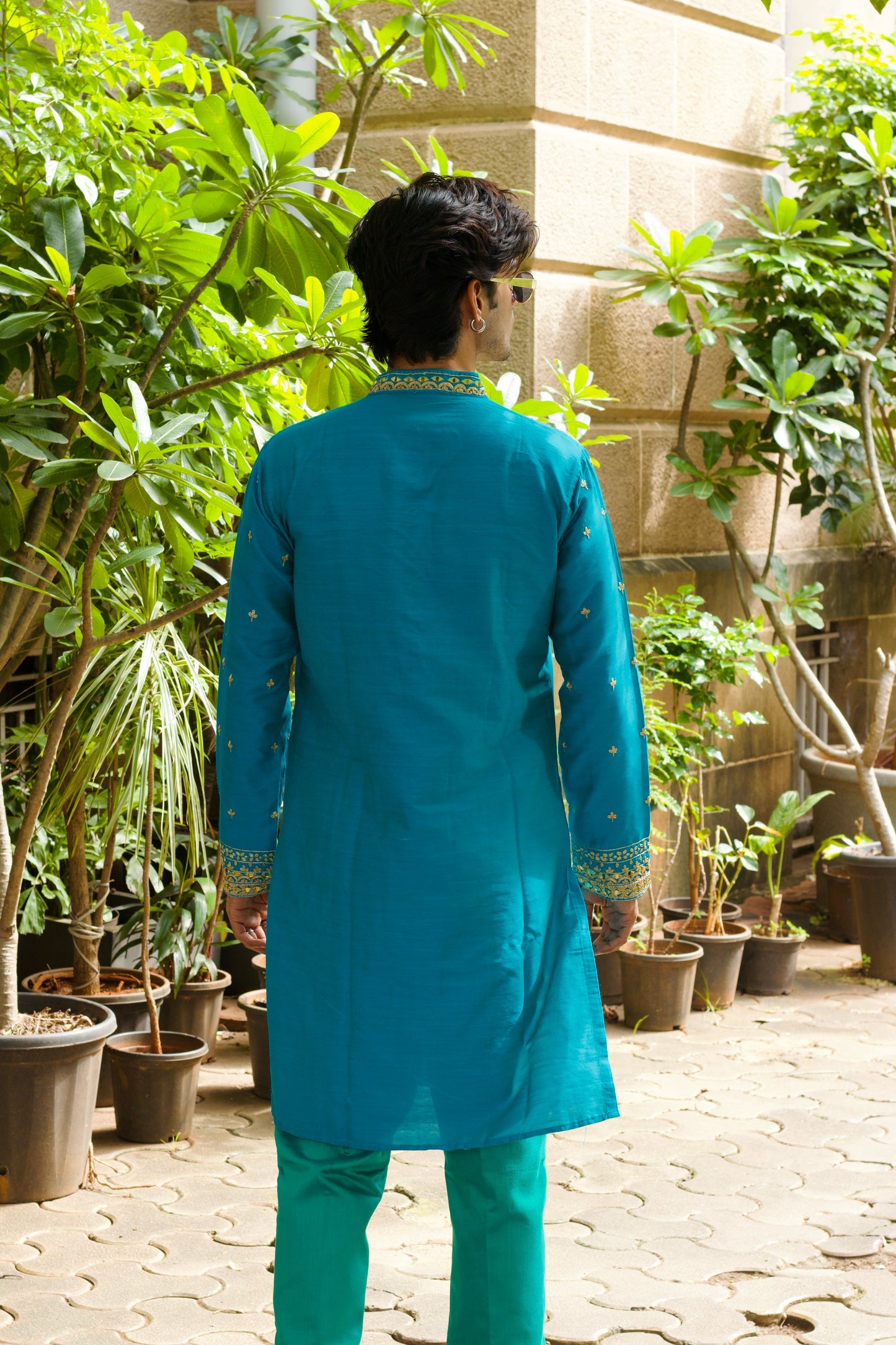 Cadet Blue Zardosi Work Kurta And Dupatta