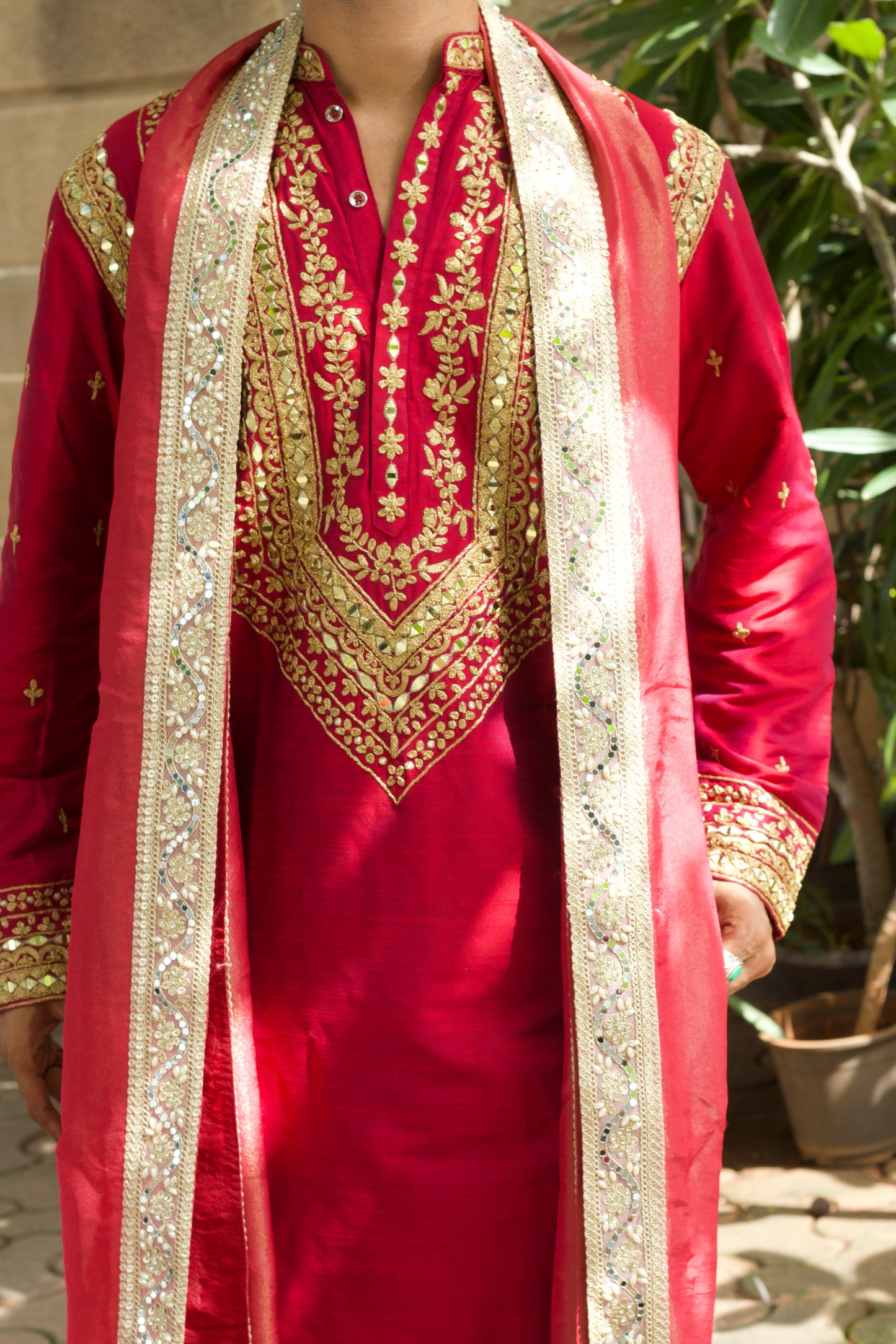 Strawberry Zardosi Kurta And Dupatta