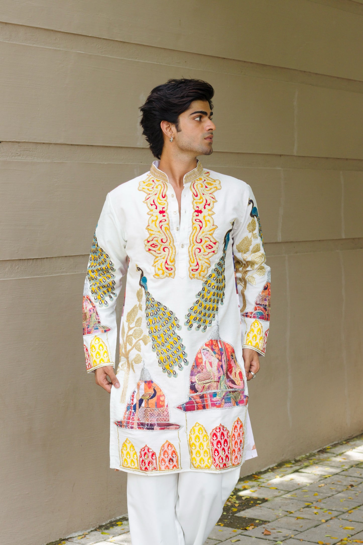White peacock all over patch work