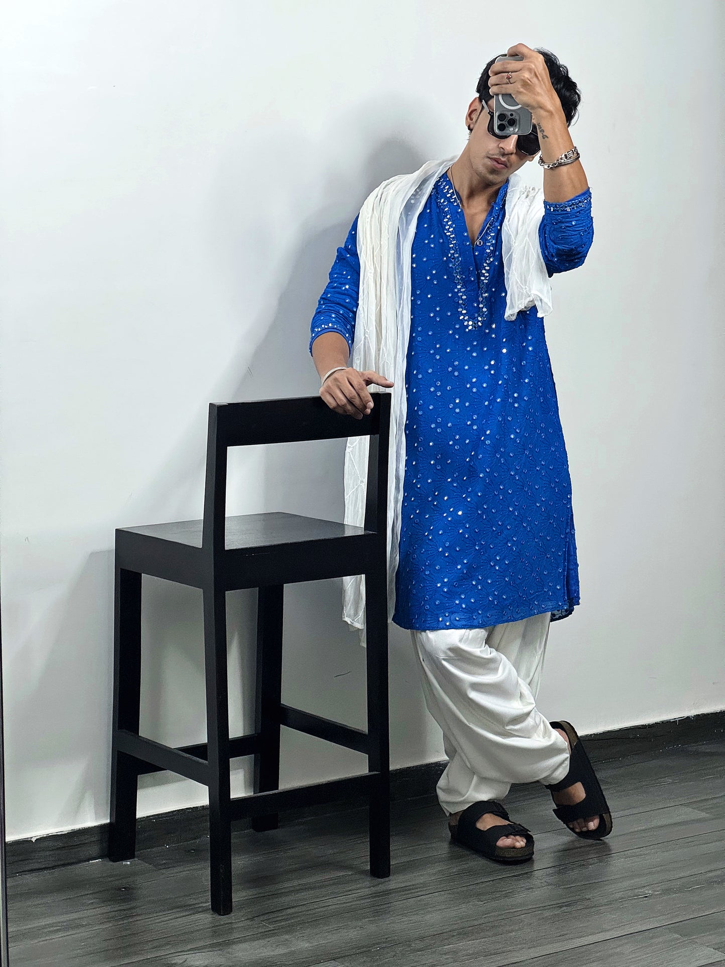 Blue Emerald Mirror Kurta