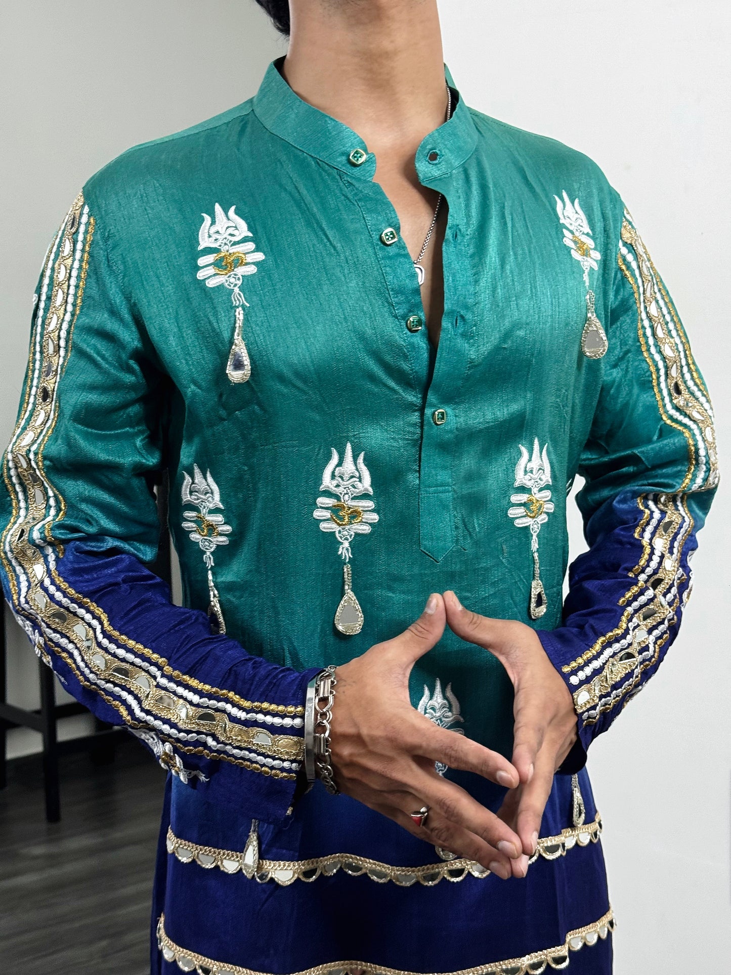 Blue Shaded Om Kurta