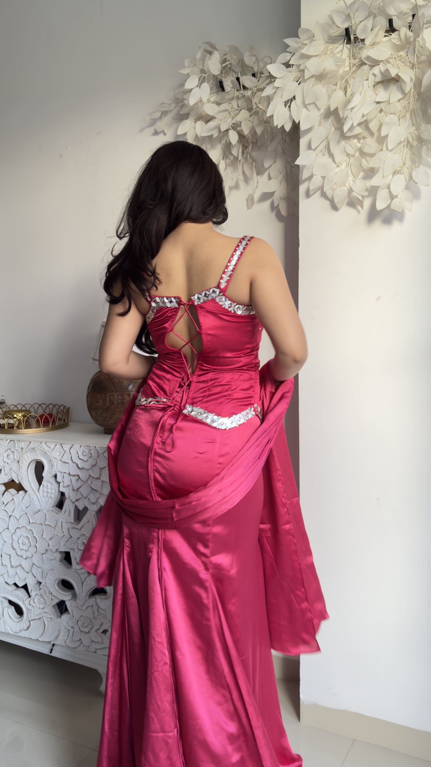 Strawberry Cord Set with Dupatta