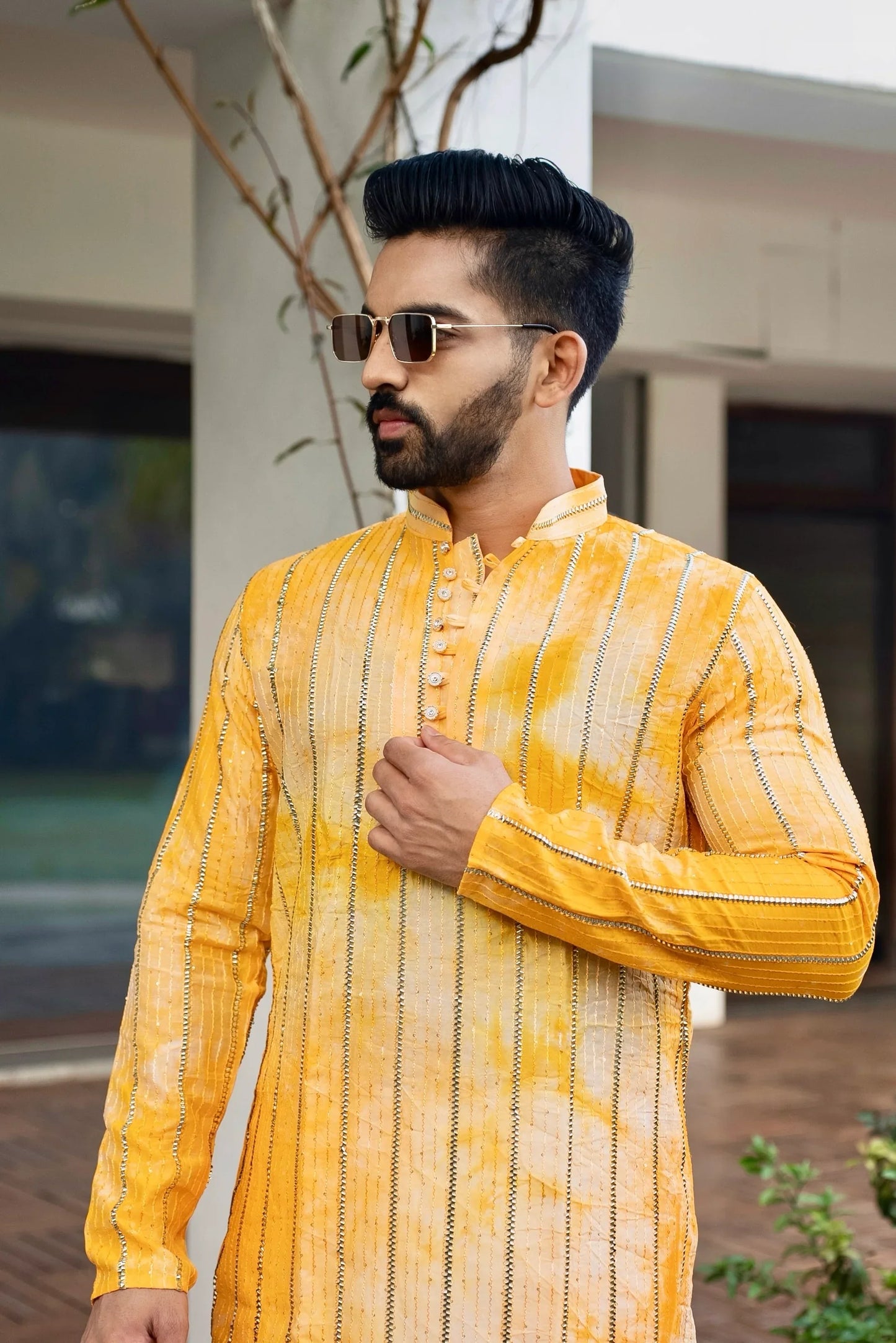 Buy Daffodil Gota Mens kurta