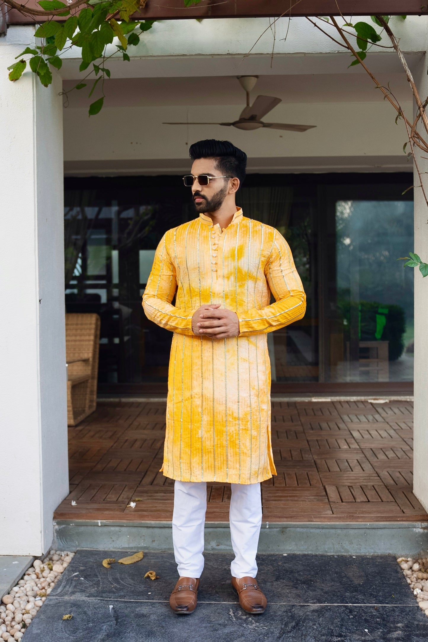Daffodil Gota Mens kurta