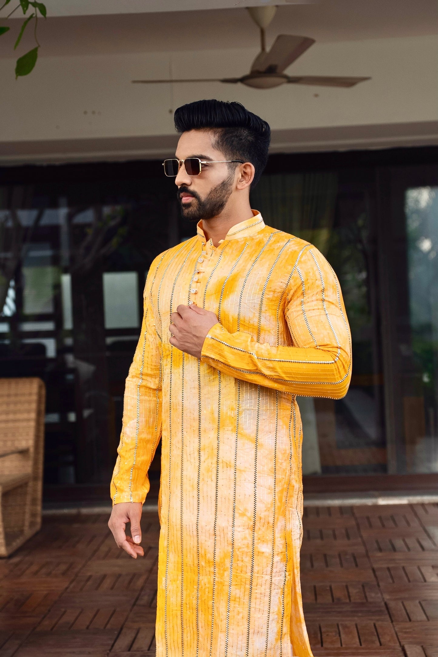 Daffodil Gota Mens kurta