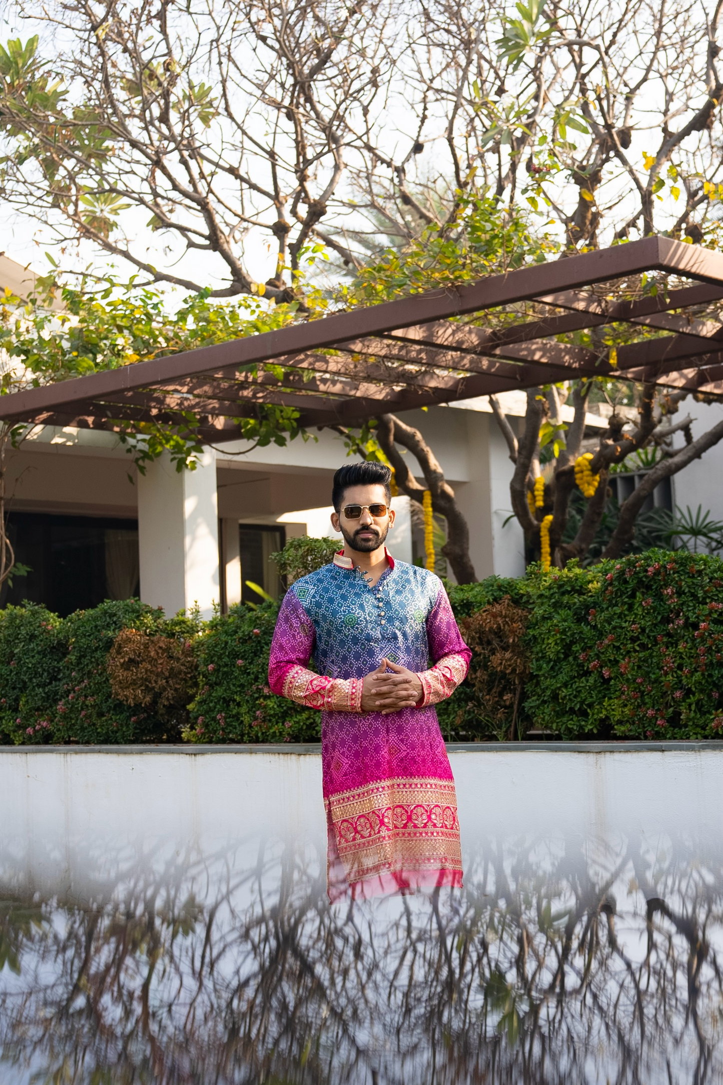 The Prussian Shaded Blue and Pink Kurta