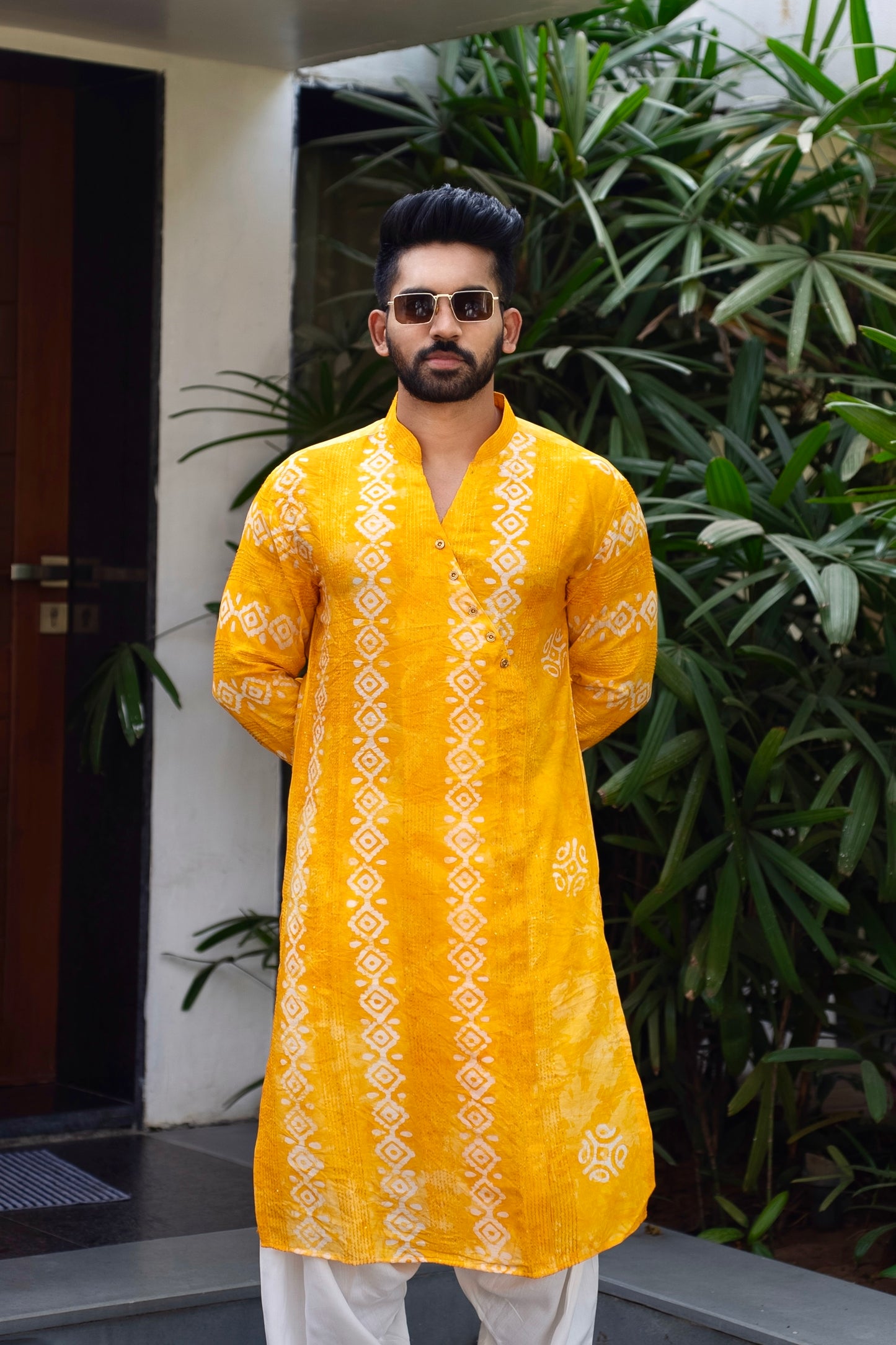Yellow Optimism White Batik Kurta