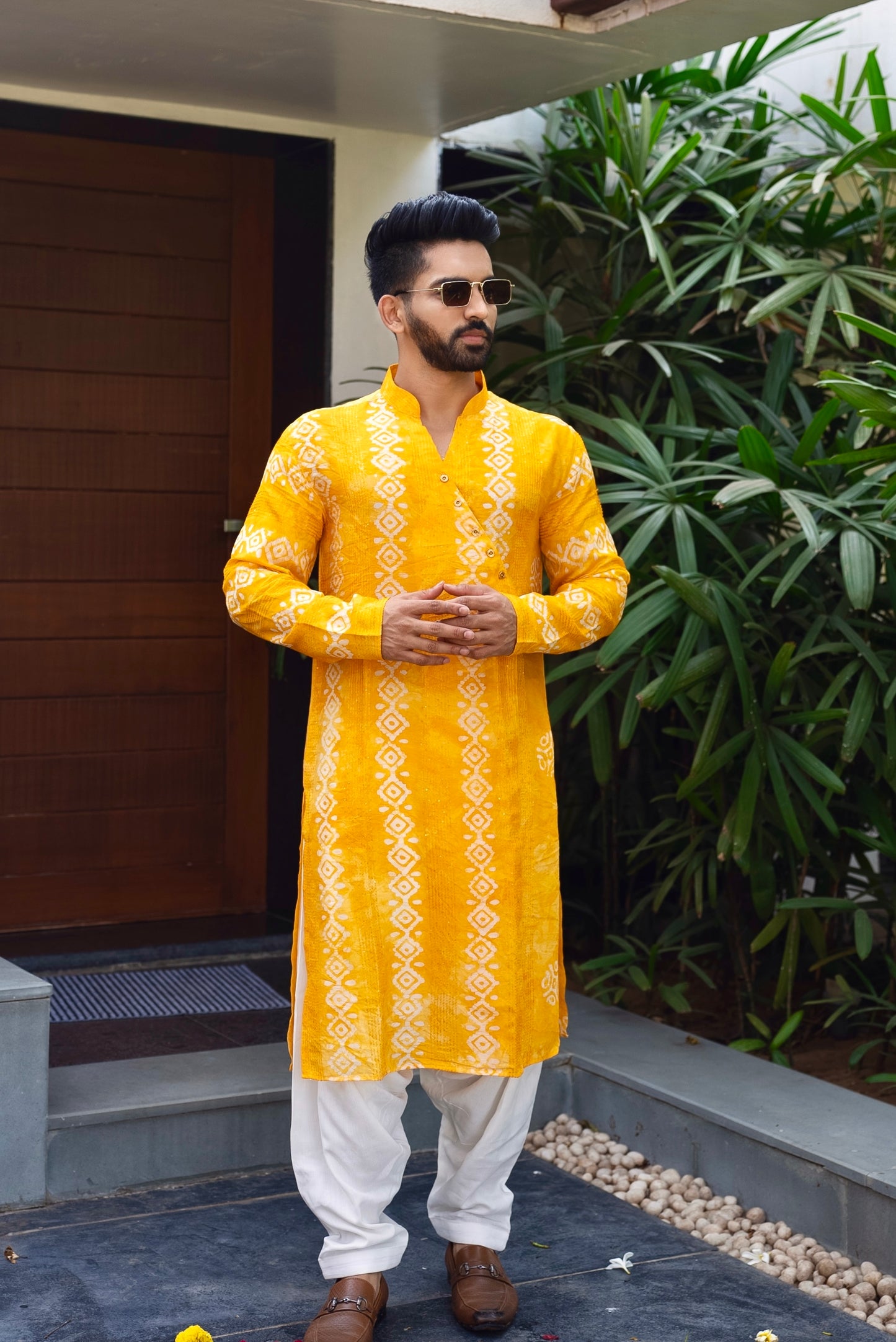 Yellow Optimism White Batik Kurta