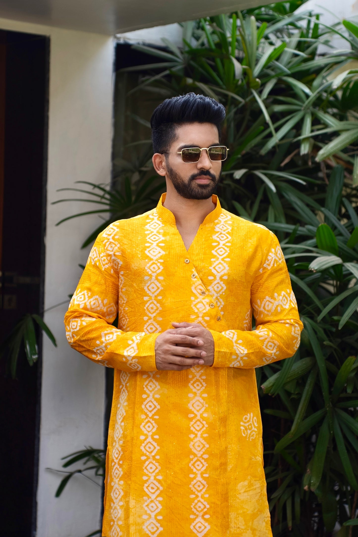 Yellow Optimism White Batik Kurta