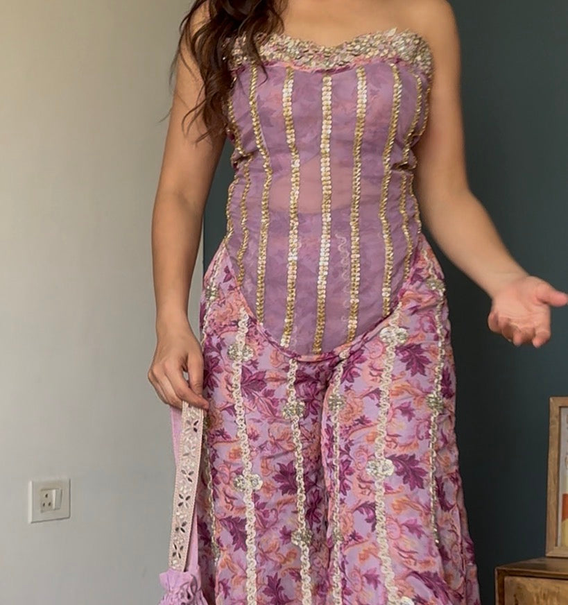 Lavender Meadow Organza Corset Set