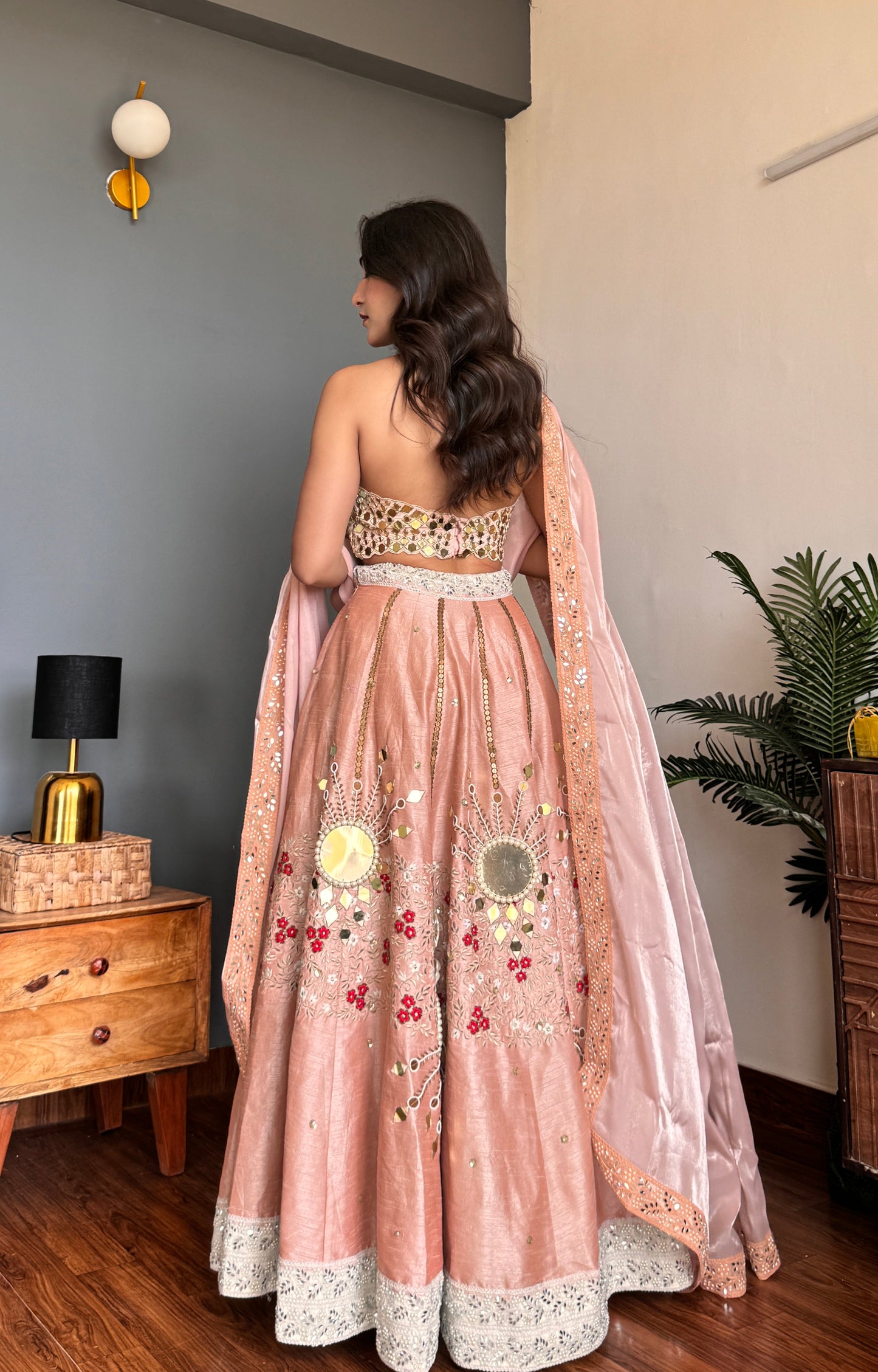 Peachy Red lehanga