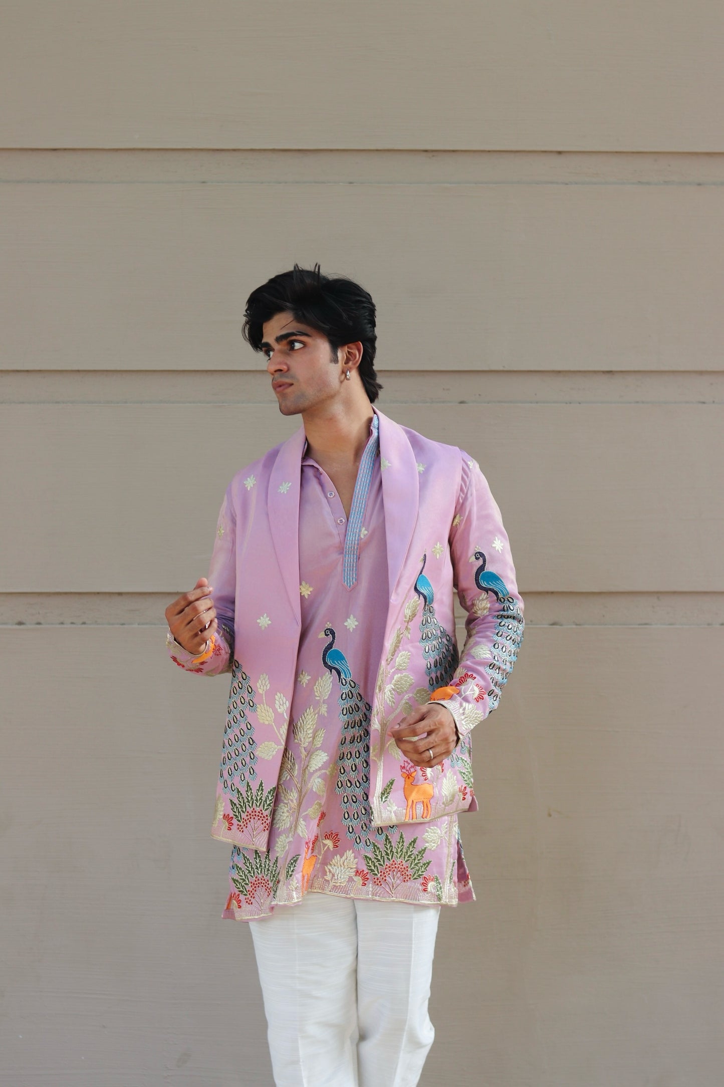 Rose Purple Rangeela Mor Kurta With Koti