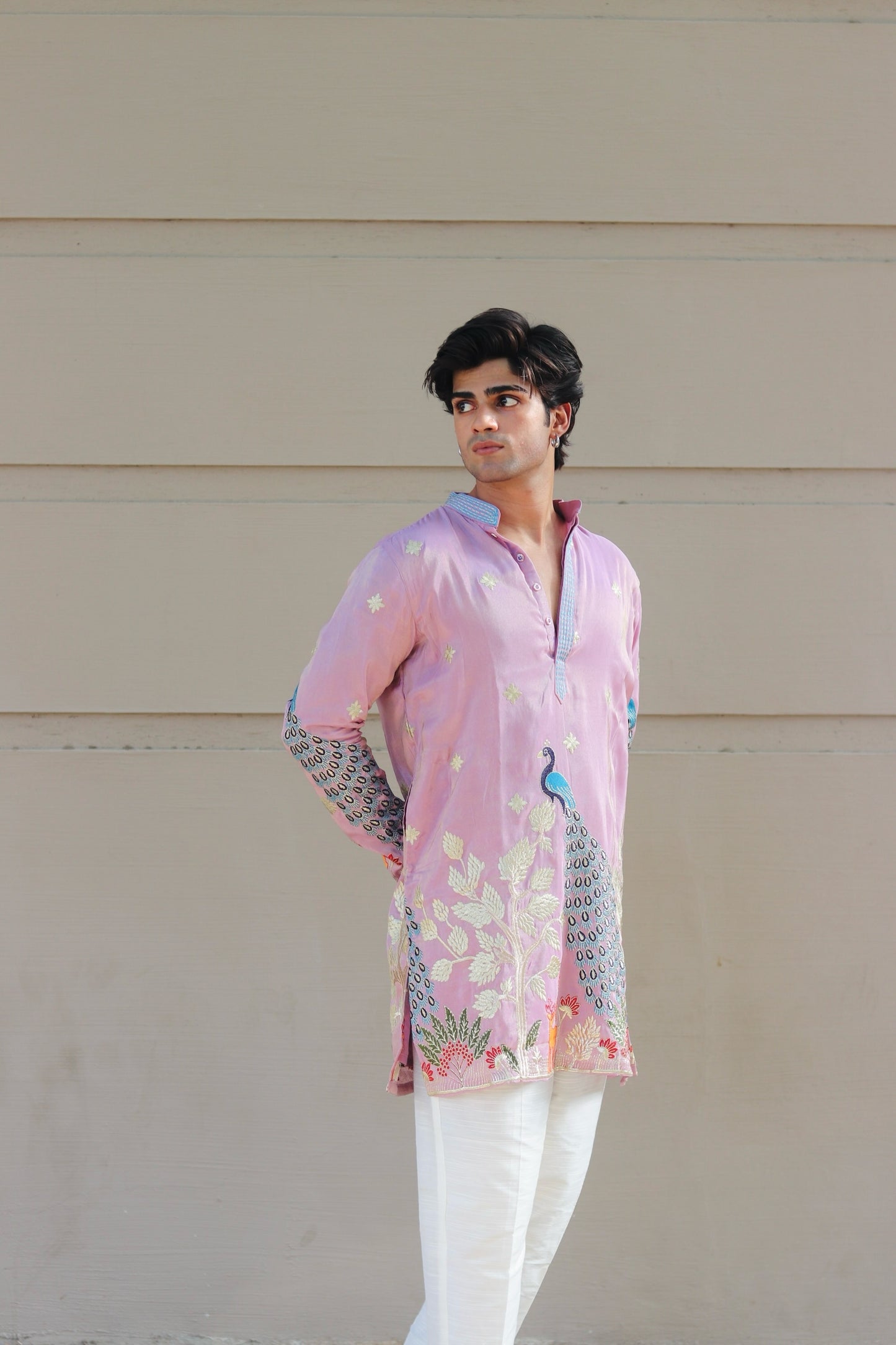 Rose Purple Rangeela Mor Kurta With Koti
