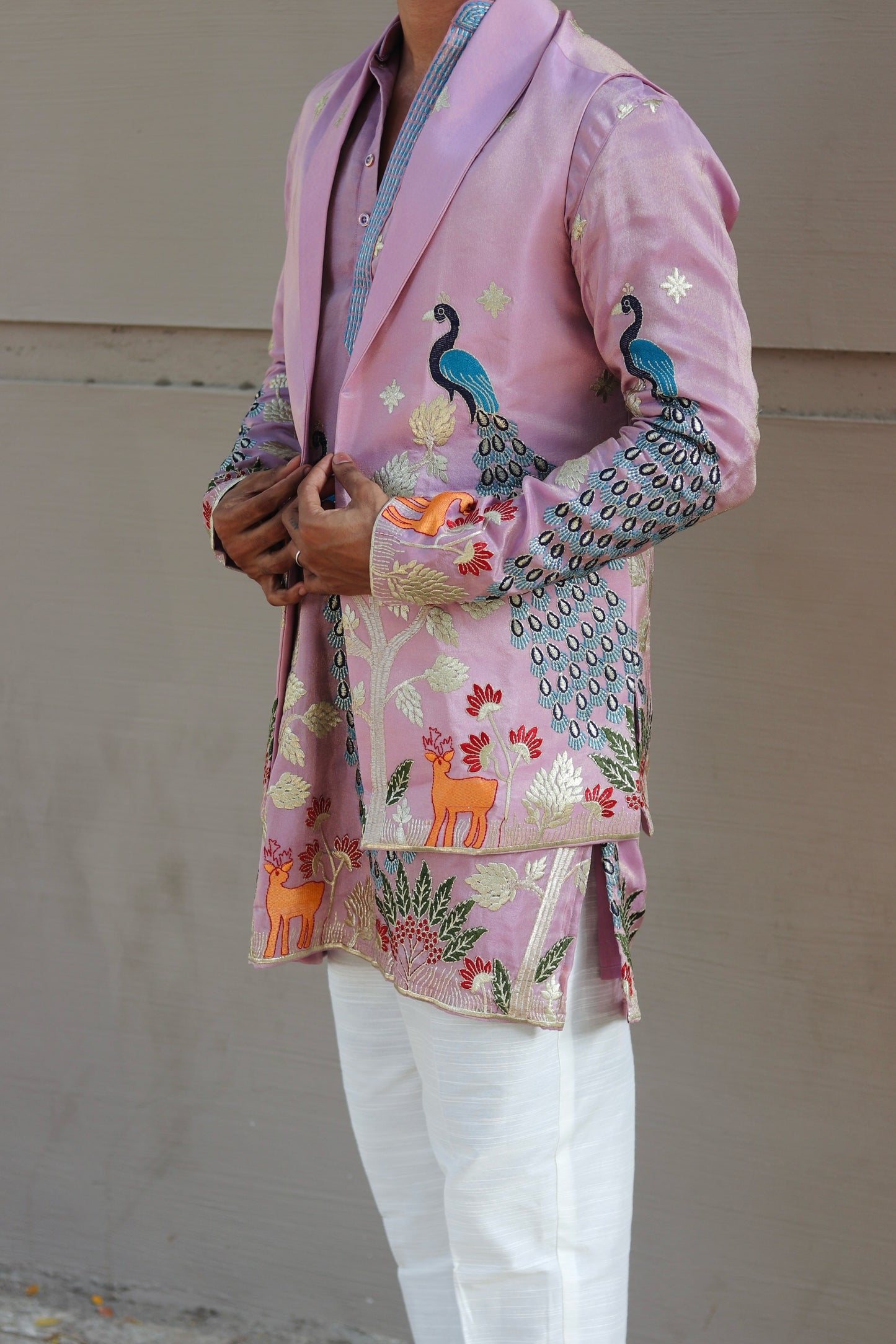 Rose Purple Rangeela Mor Kurta With Koti