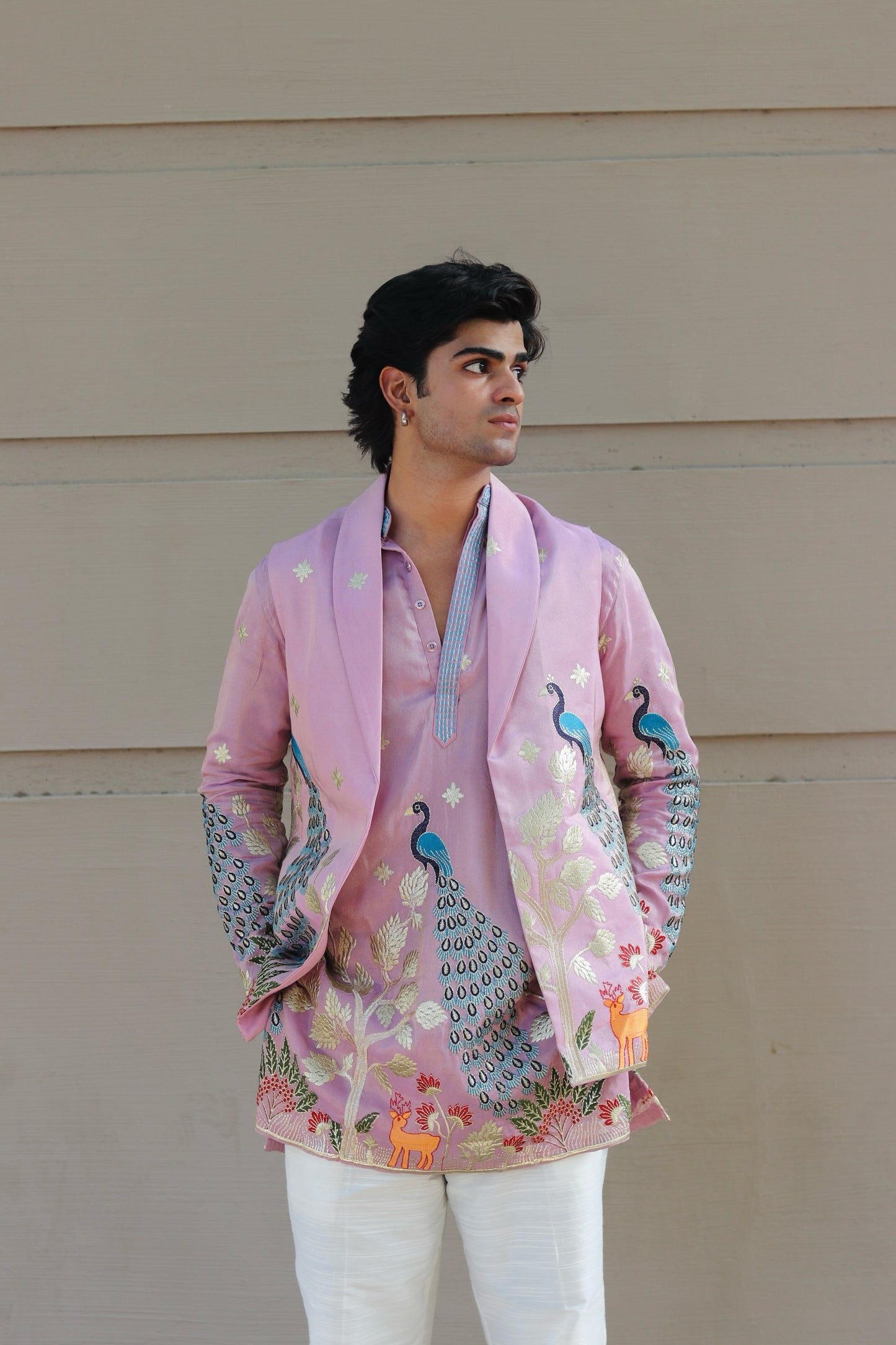 Rose Purple Rangeela Mor Kurta With Koti