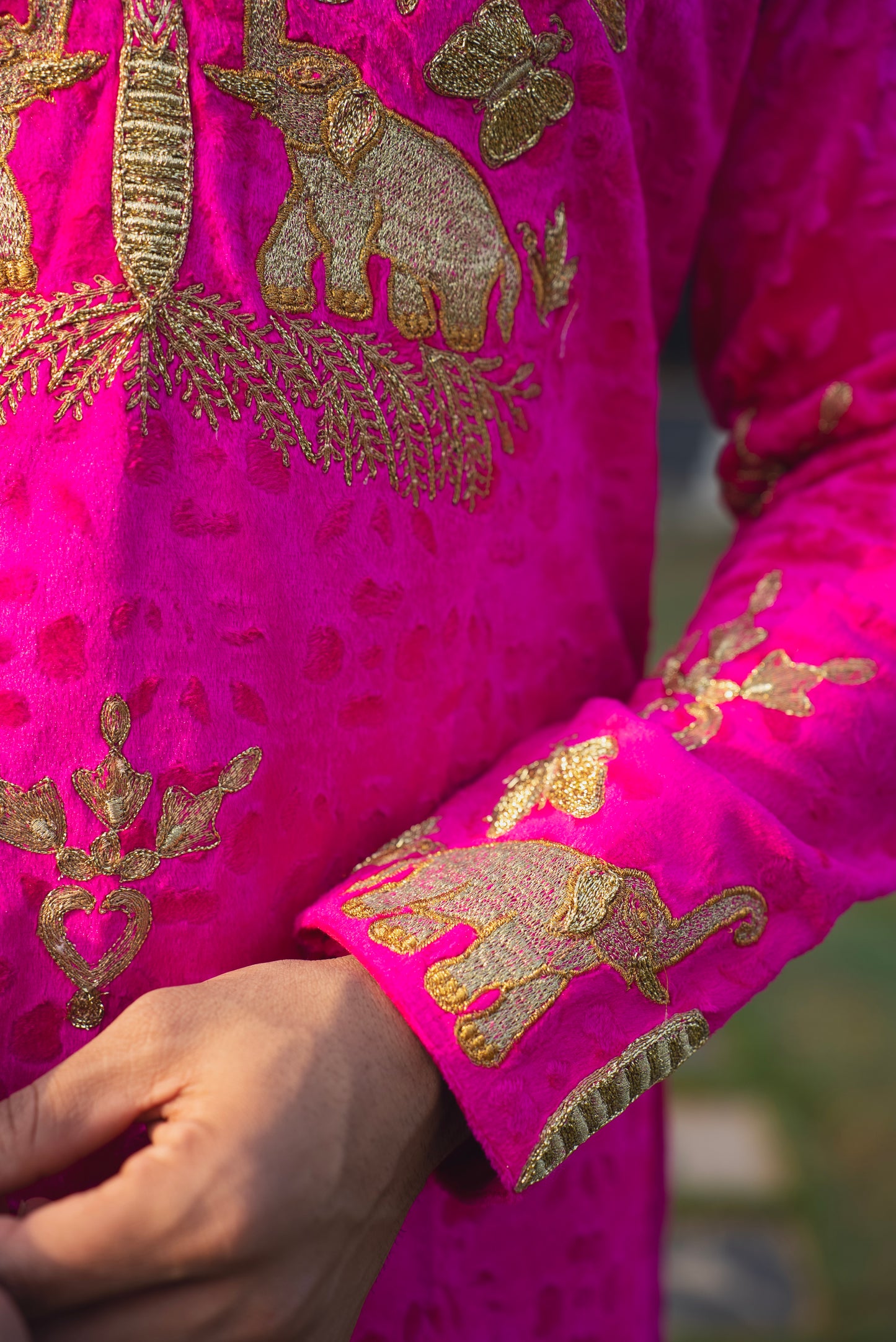 Rani Pink Hathi Ghoda Kurta