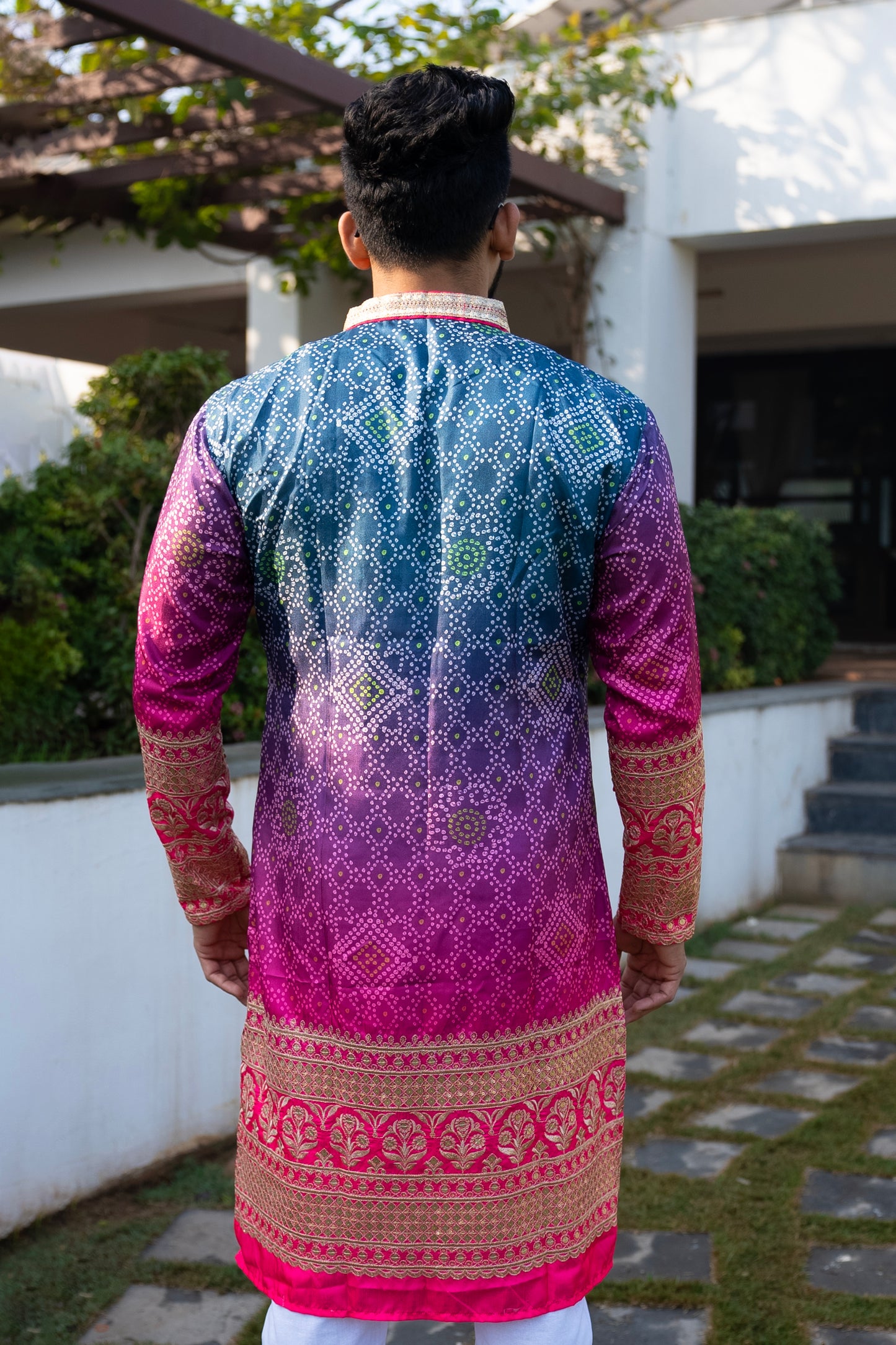 The Prussian Shaded Blue and Pink Kurta