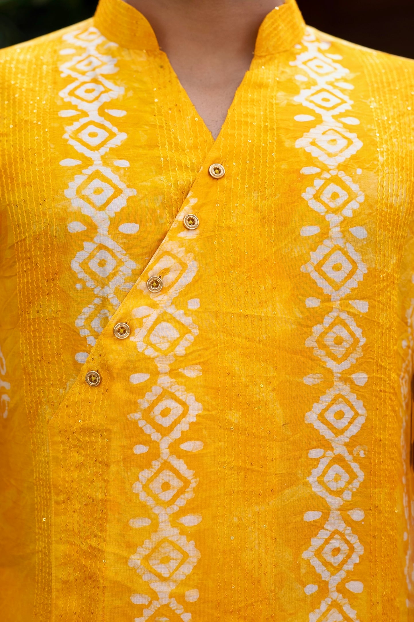 Yellow Optimism White Batik Kurta