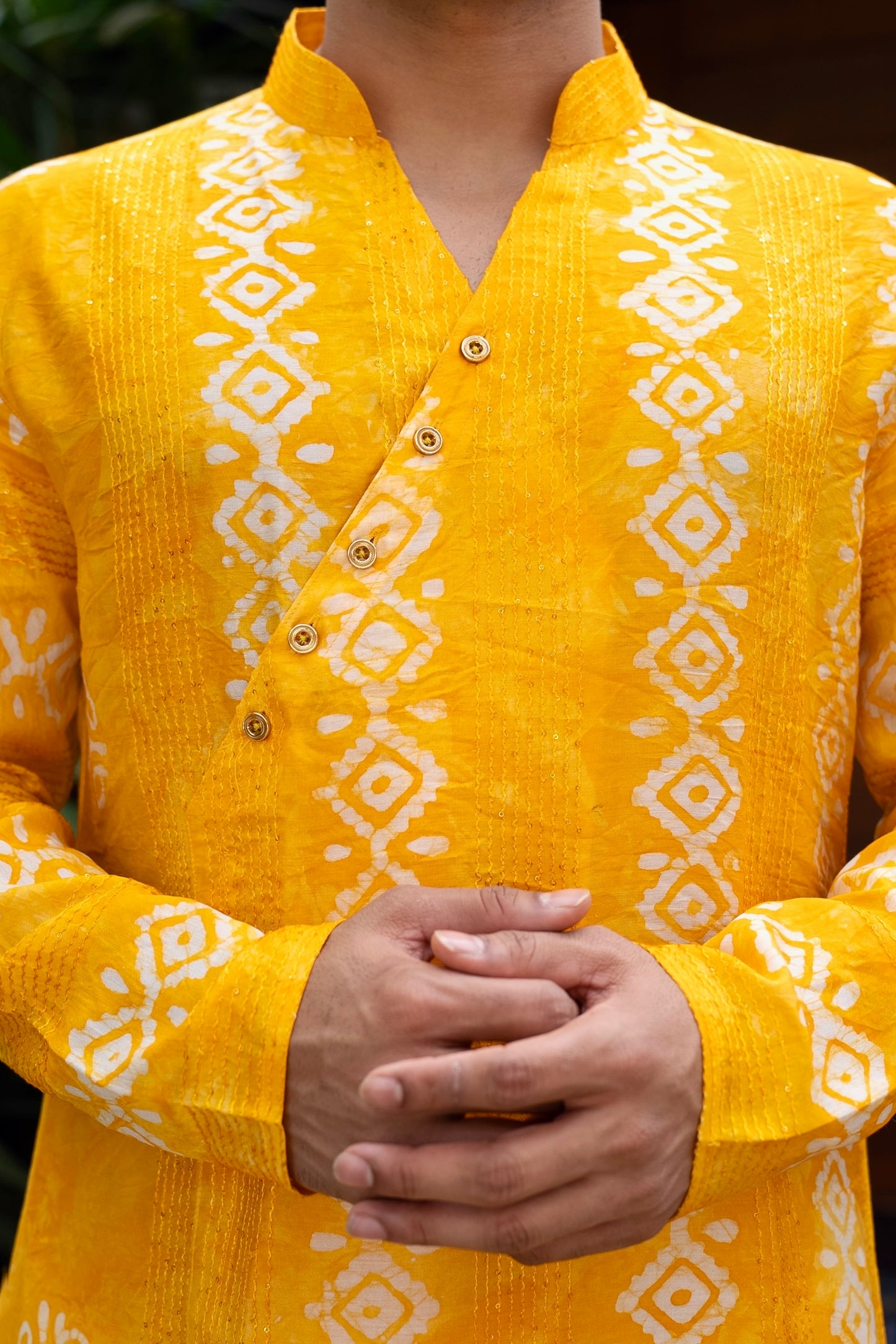 Yellow Optimism White Batik Kurta