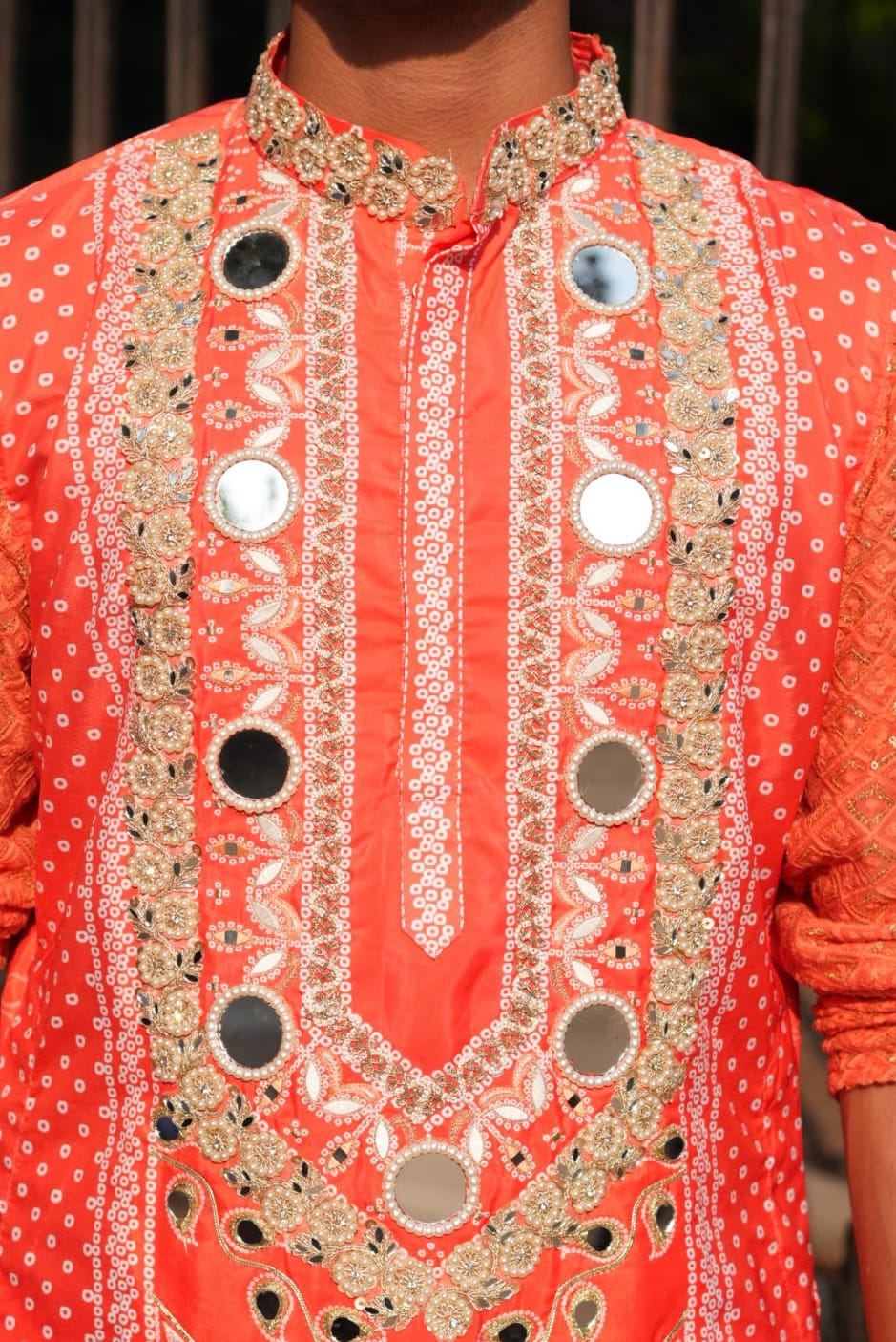 Cherry Red Bhandhani kurta Plus Dupatta