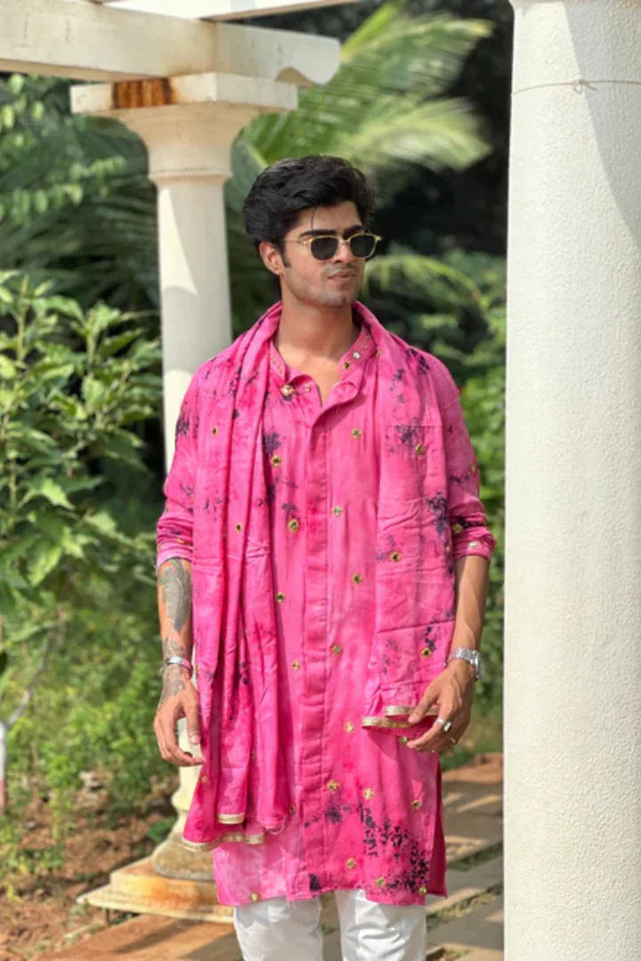Buy Champagne Indigo Mirror Work Kurta with dupatta