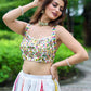 Multicolour Chand Embriodery Lehanga With Mirror Blouse